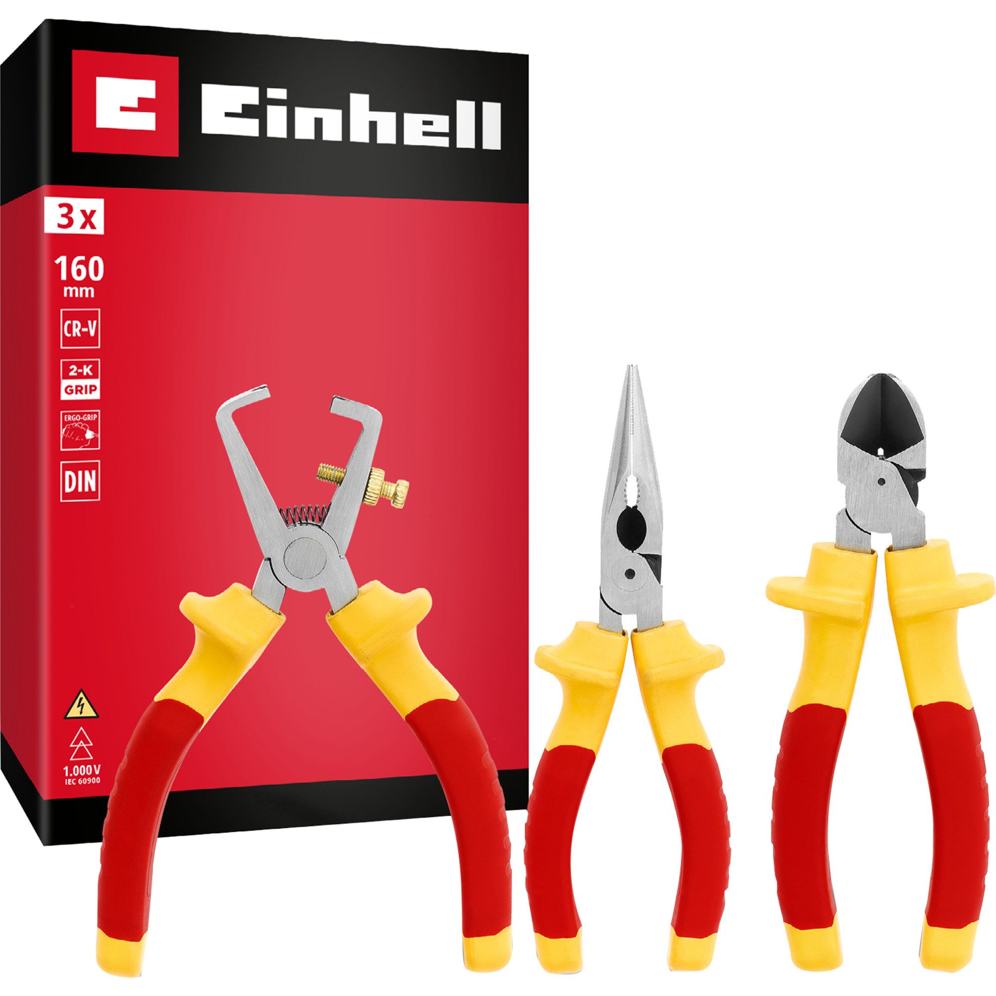 Einhell Zangenset EINHELL VDE-Zangen-Set, 3-teilig, (160 mm)
