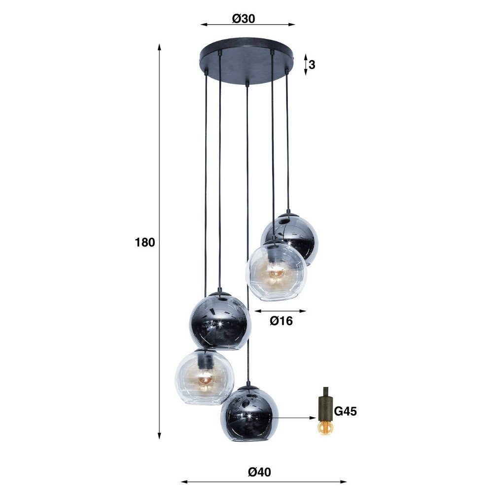 enthalten: Hängeleuchte, Nein, in warmweiss, Altsilber E27 Leuchtmittel Hängeleuchte, keine Angabe, Pendellampe, Iara Pendelleuchte Pendelleuchte Transparent famlights und 5-flammig,