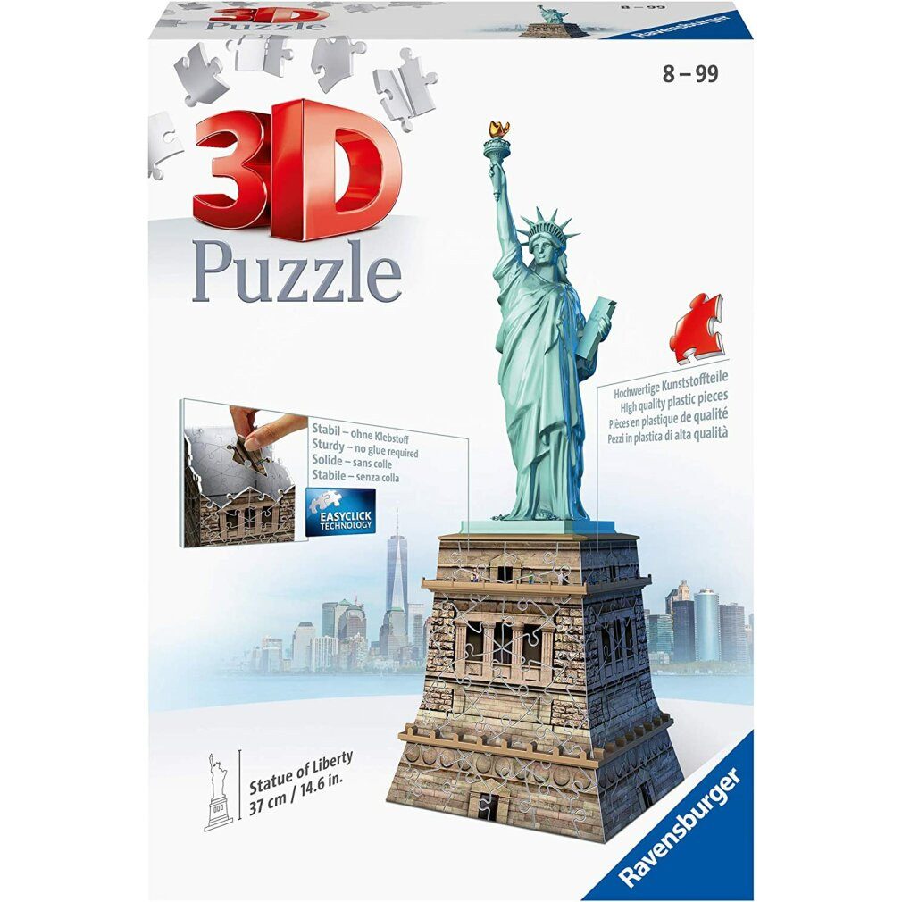 Ravensburger 3D-Puzzle 3D-Puzzle Freiheitsstatue, New York 118 Stück, Puzzleteile