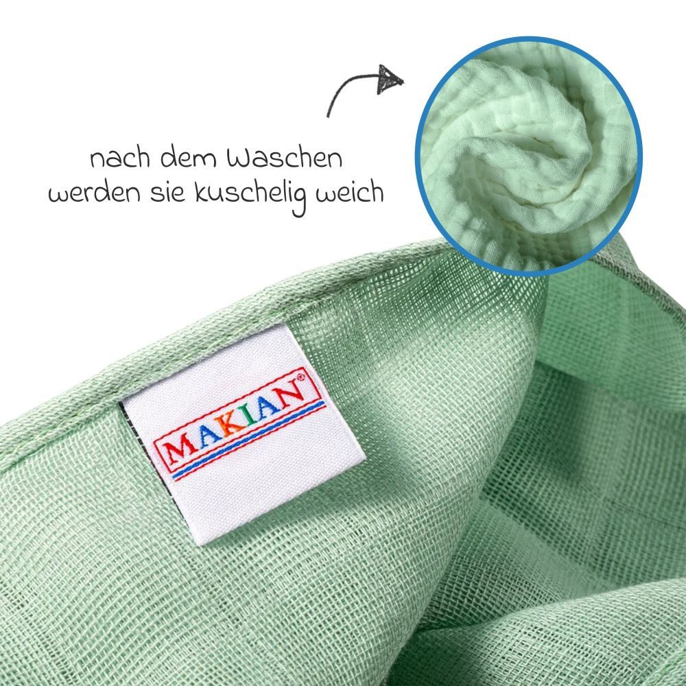 Makian Stoffwindeln Patina / Mint, Mullwindeln Mulltücher 8 Stück 80x80 cm Spucktücher 100 % Baumwolle
