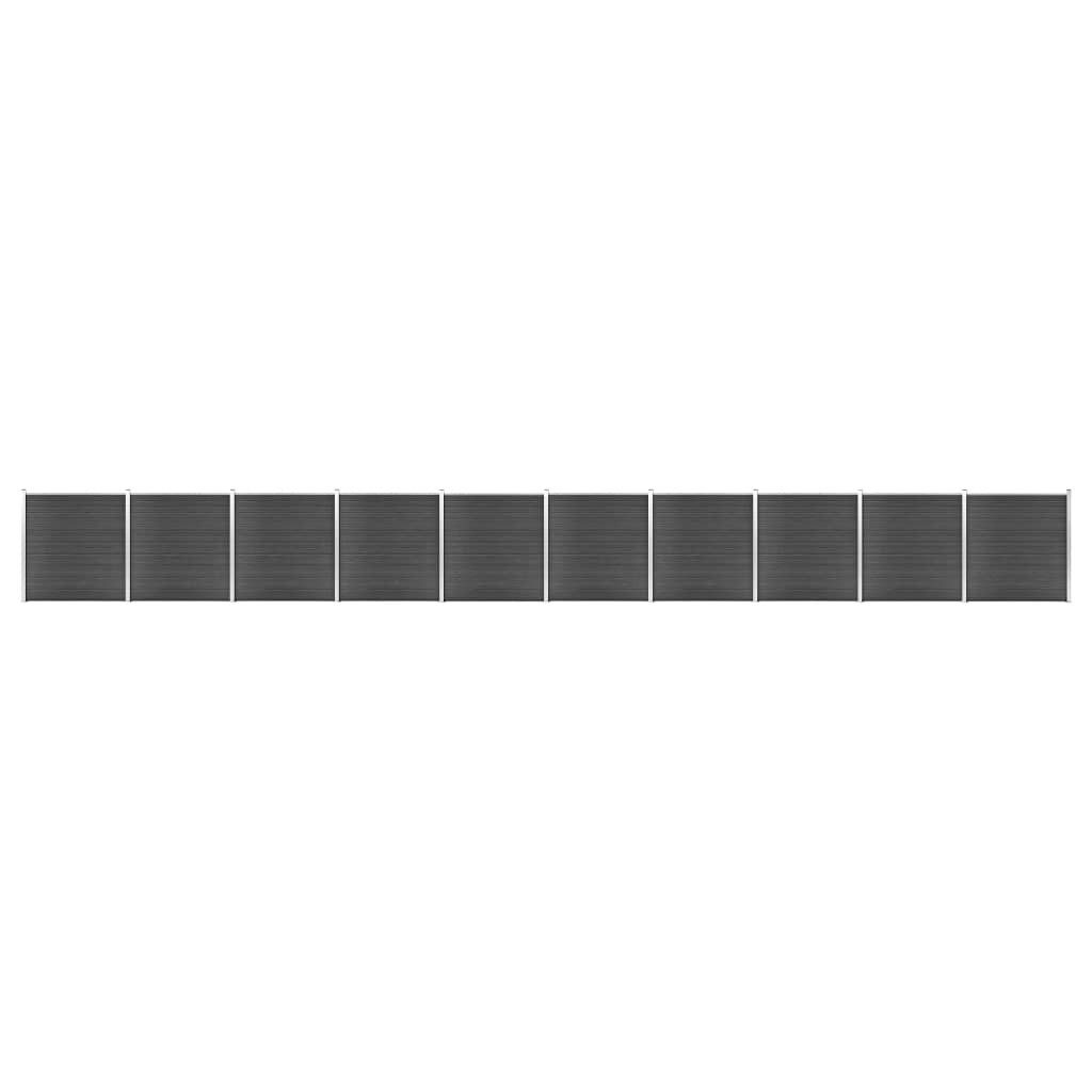vidaXL Gartenzaun Zaunelement Set WPC 1737x186 cm Schwarz, (1-St)