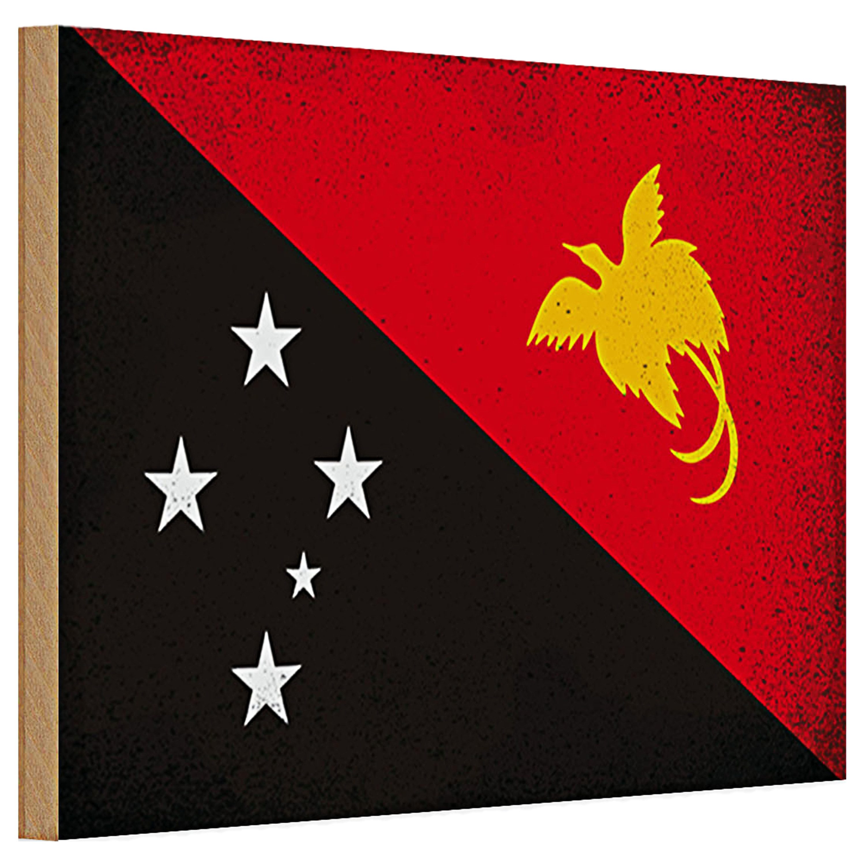 Roomando Holzbild Holzschild Flagge Papua-Neuguinea 30x20cm Guinea Vintage