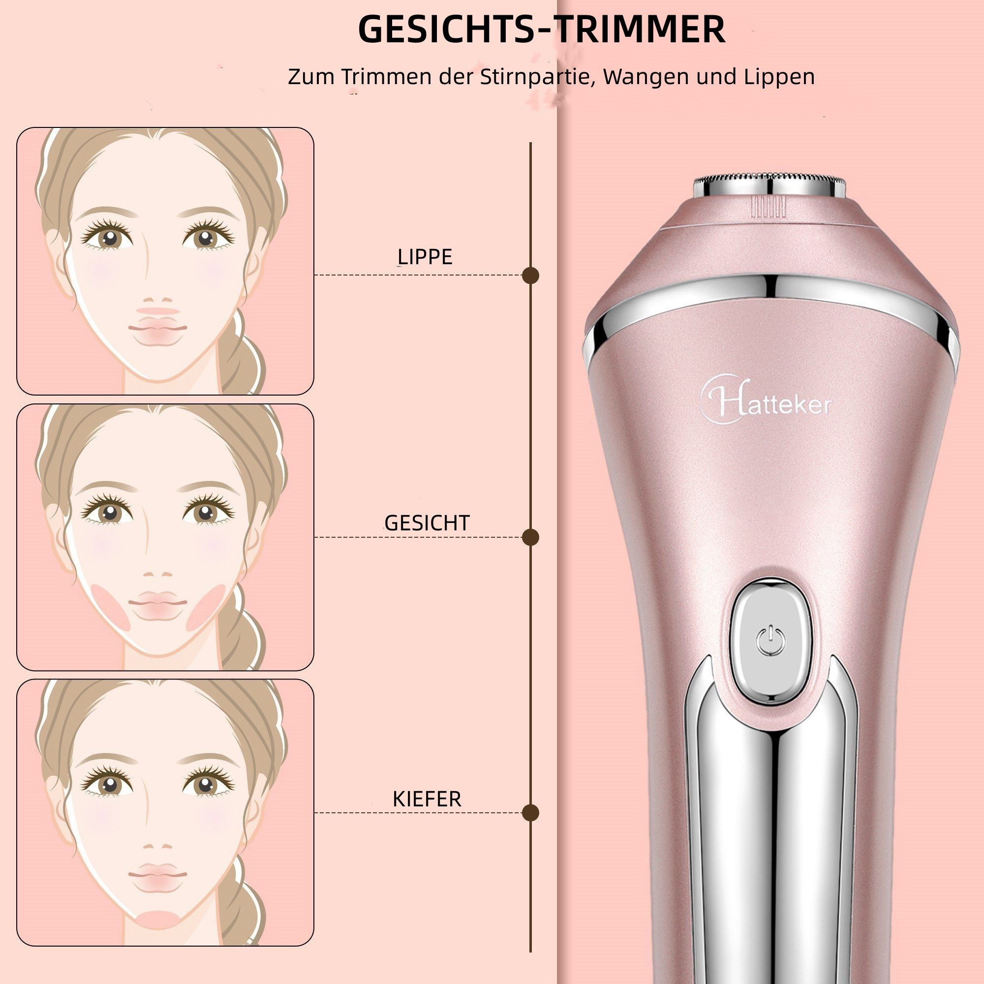 Scttomon Elektrokörperrasierer RSCX-9612, Aufsätze: 1, Epilierer, 3 in 1, Rasierer für Damen, Gesichtsepilierer – Bild 4 von 5