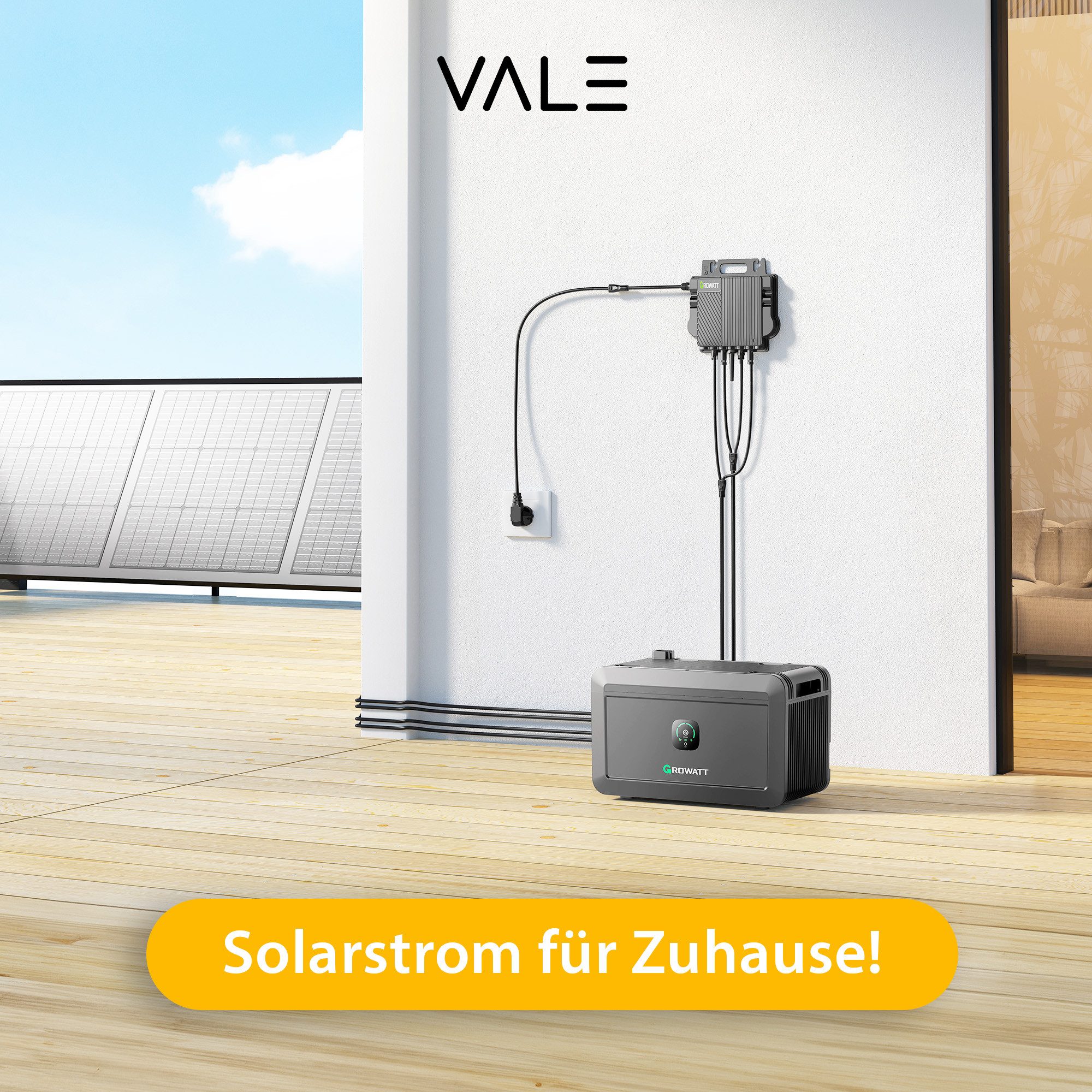 VALE Balcony Power Plant Intelligent Solar System Set Bifacial with Inverter (in set with Growatt Inverter, Full Black, 880-920 Wp), Plug&Play, BKW, Solar Module, Photovoltaic Set, WiFi, App Control