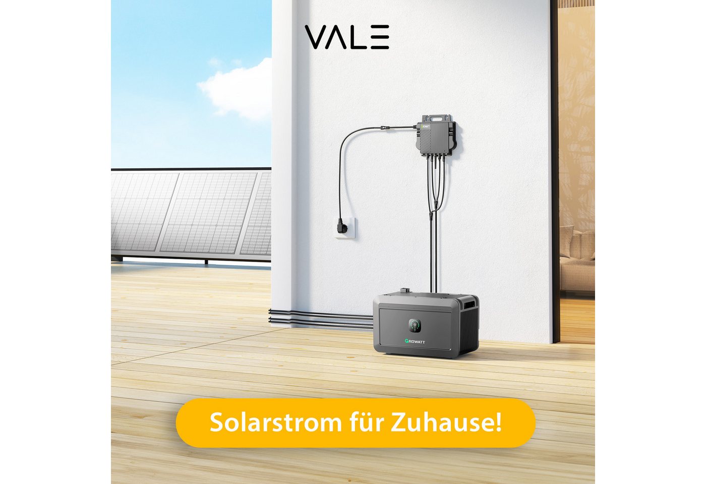 Thumbnail - VALE Balkonkraftwerk intelligentes Solaranlage Set Bifazial mit Wechselrichter, (im Set mit Growatt Wechselrichter, Full...