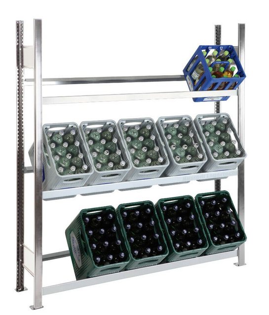 SCHULTE Lagertechnik Regal Getränkekistenregal für bis zu 15 Kästen 180 x 156 x 34 cm, 3 Ebenen