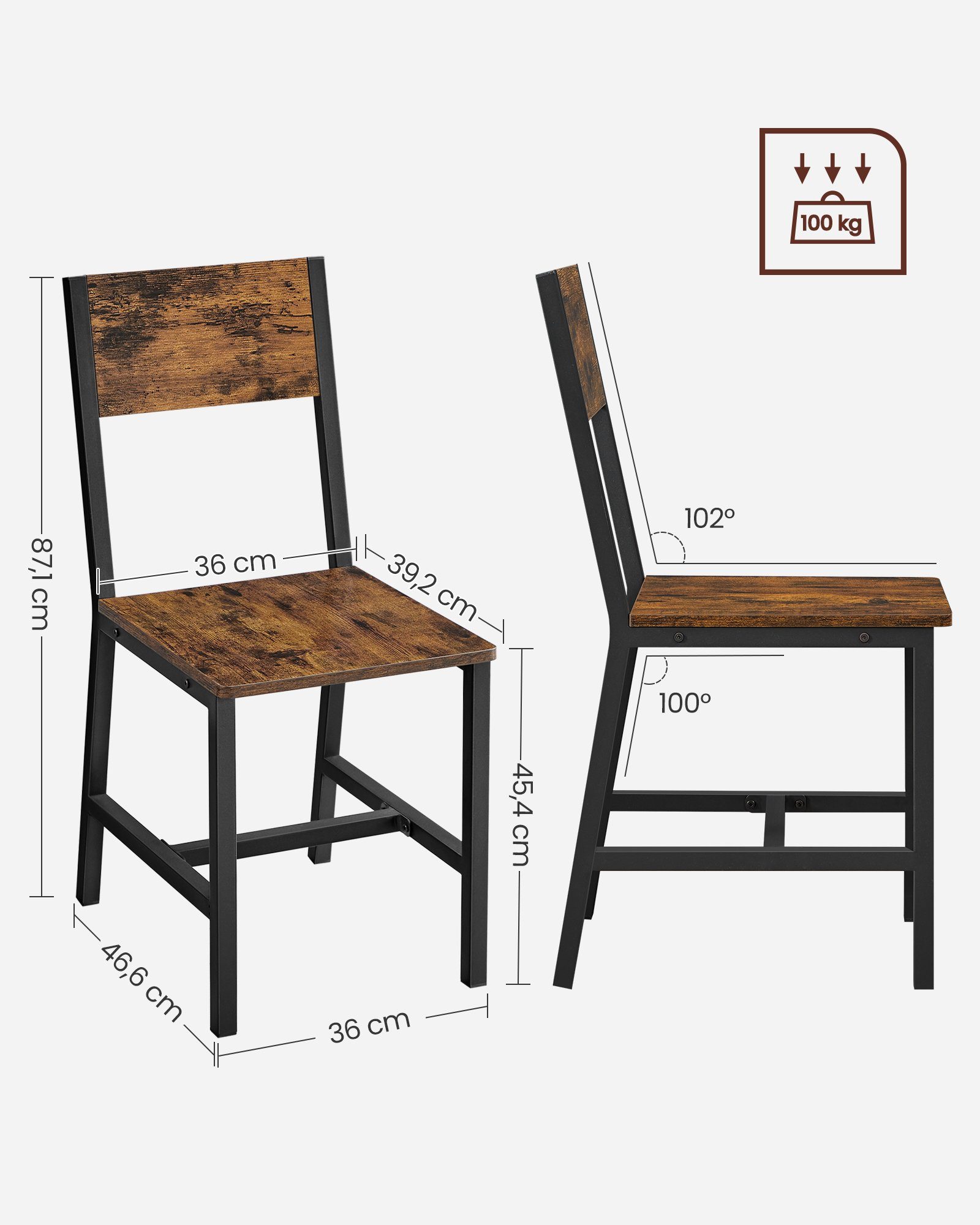 Stühle, Holzstuhl VASAGLE (2 cm 87,1 St), 46,6 x x Esszimmer 36