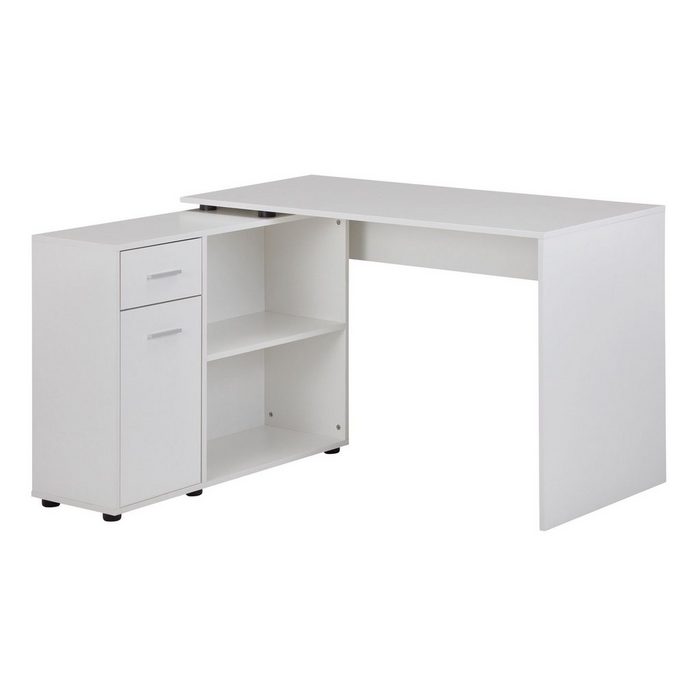 Wohnling Schreibtisch WL5.305 (Eckschreibtisch 120 x 75 5 x 106 5 cm Weiß) HomeOffice Bürotisch Schreibtischkombination