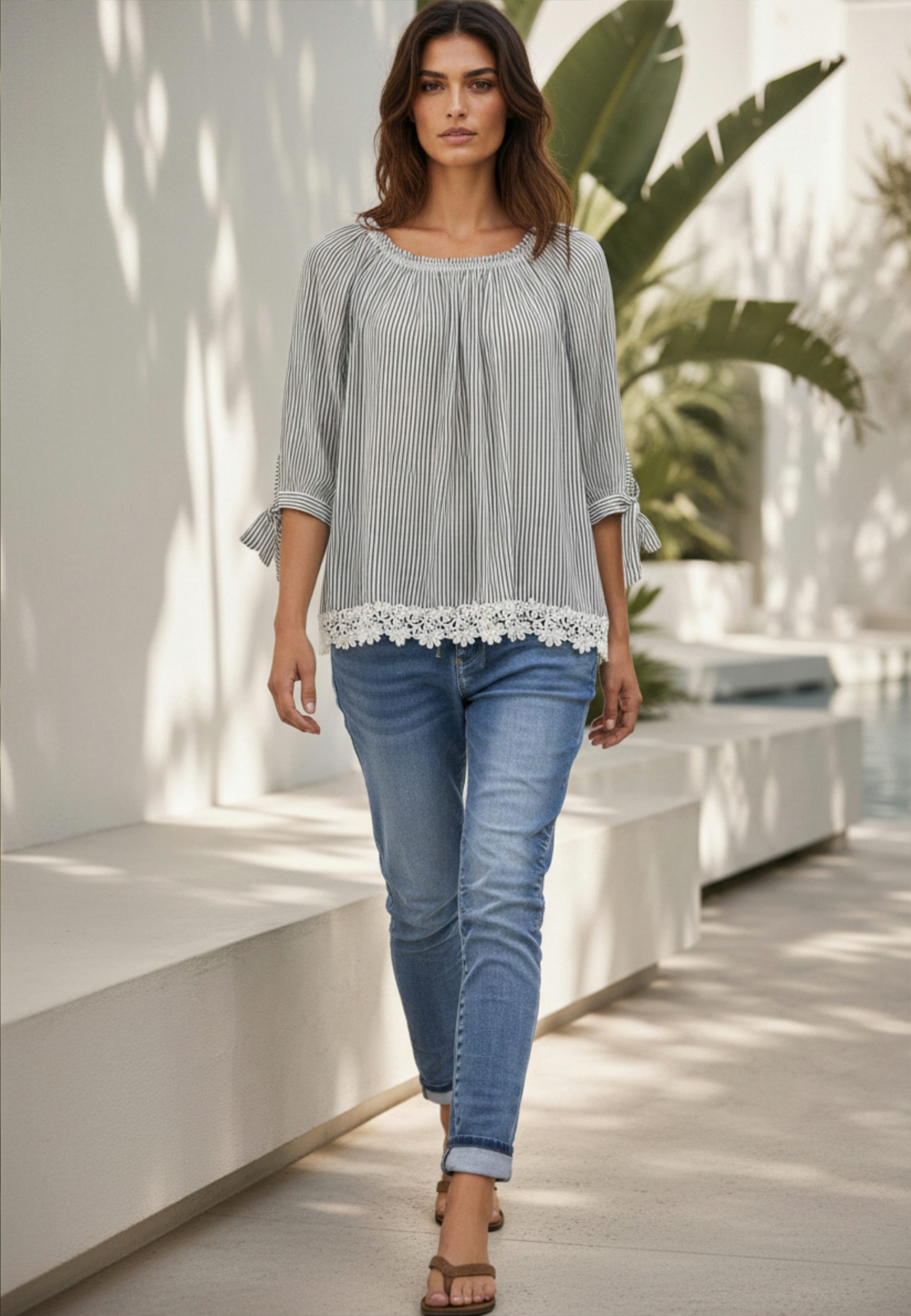 Andijamo-Fashion Schlupfbluse NEW ROMANCE mit Spitze