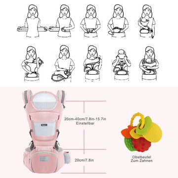 GOOLOO Bauchtrage Babytrage Rückentrage für Babys & Kleinkinder rosa (Verstellbare atmungsaktive Babytrage, 1-tlg., 1-st), leichte Babytrage mit Hüftsitz
