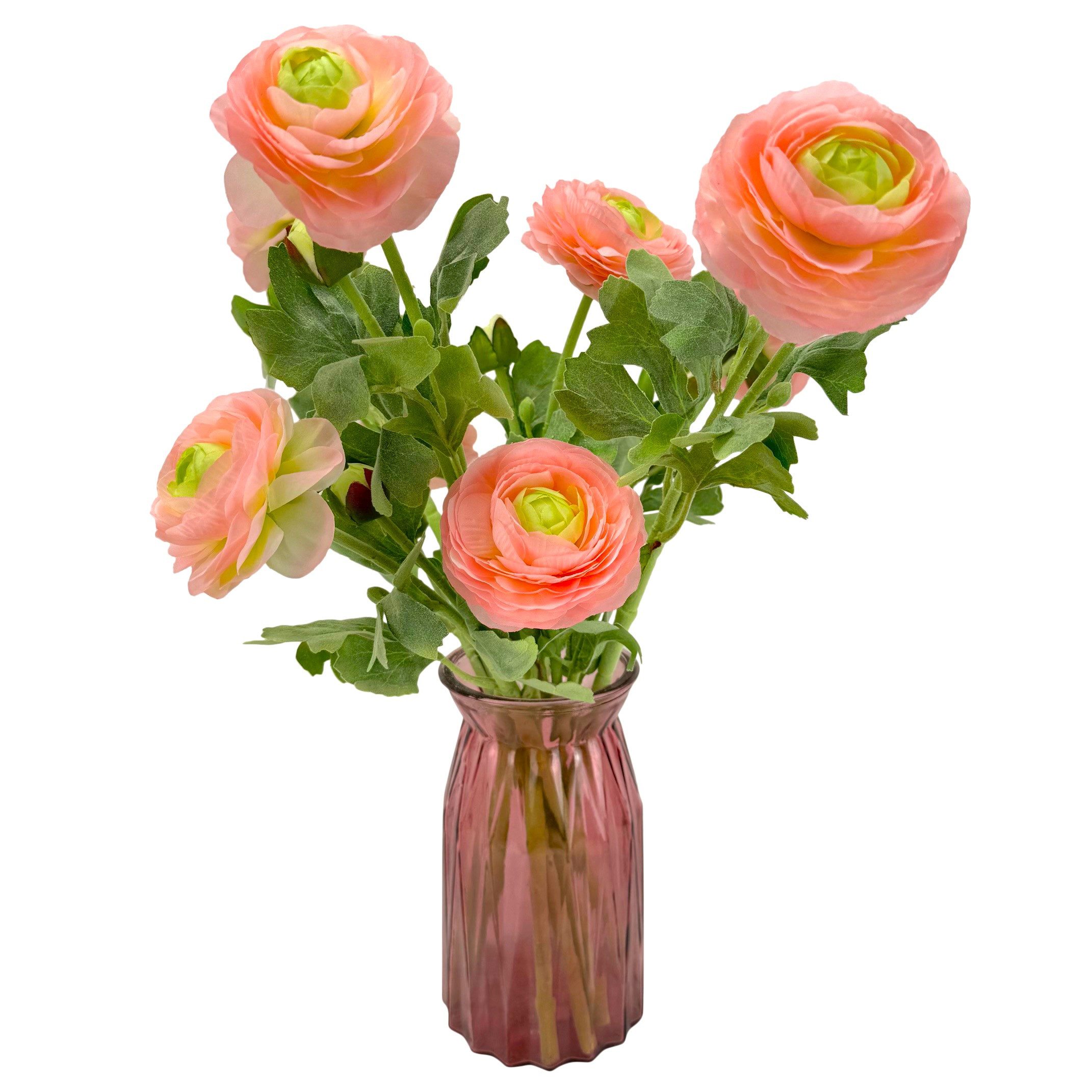 Kunstblumenstrauß - rosa Blüten und Blattgrün - künstliche Blumen, Pflanzen - wie echt -