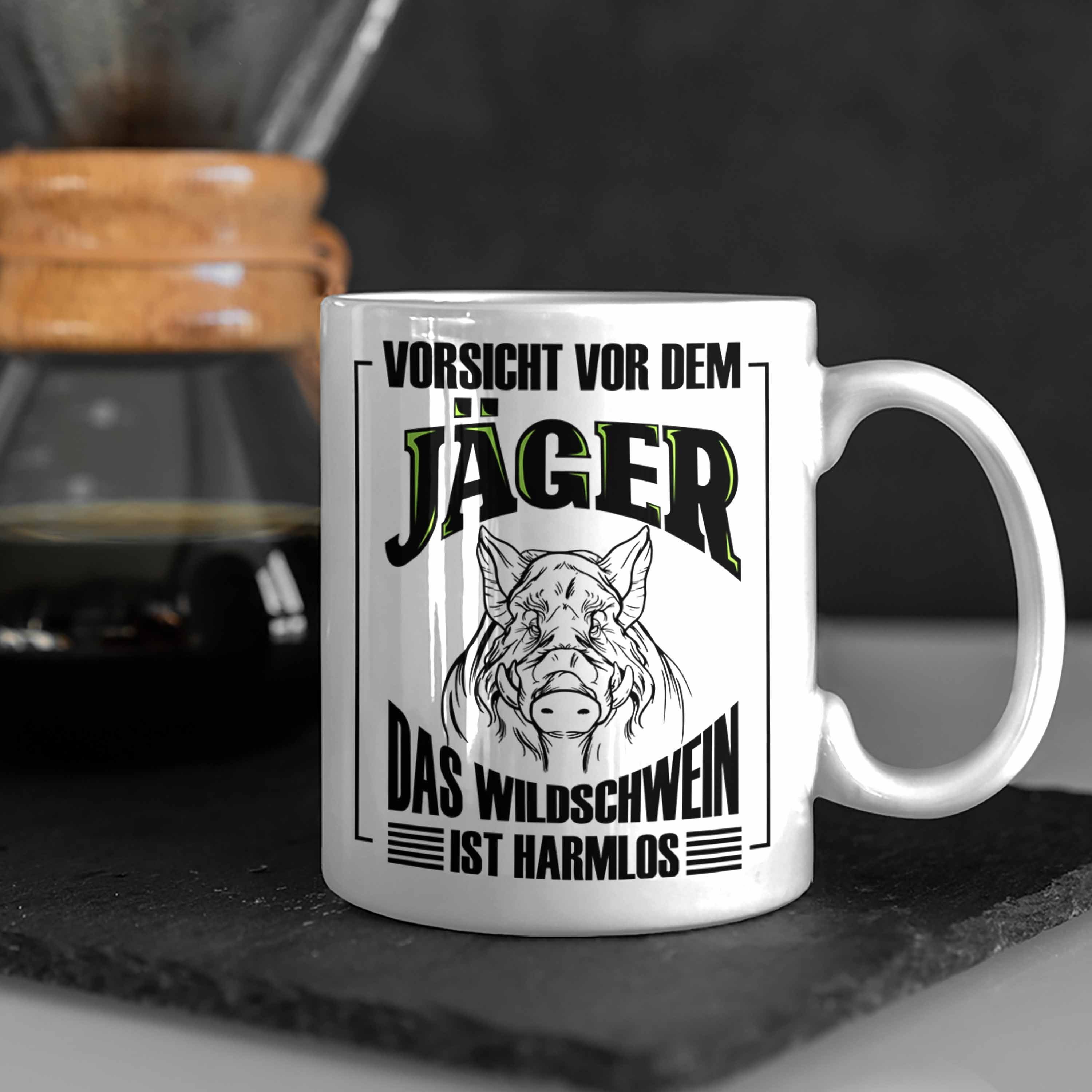 Weiss für Jäger Trendation Tasse Jagd Spruch Geschenkidee Lustige Tasse Geschenk Wildschwein