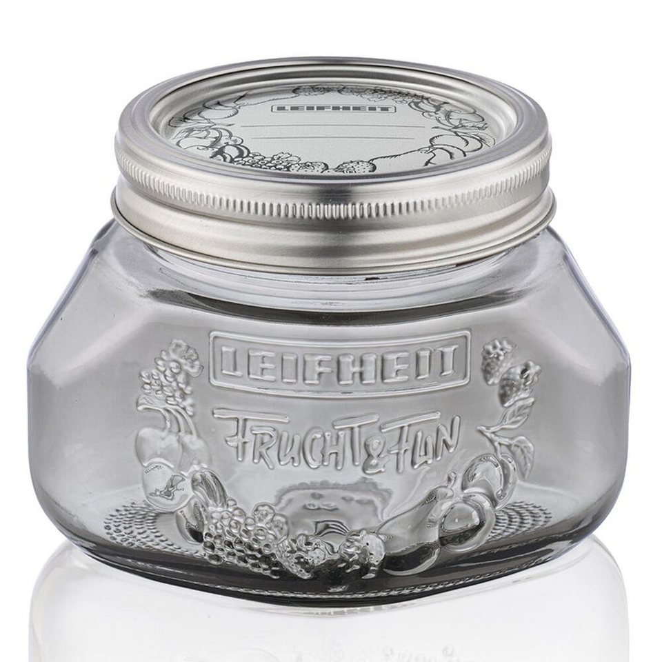 Leifheit Einmachglas smokey grey 500 ml, Glas, (1-tlg), Luftdicht  schließender Aluminiumdeckel