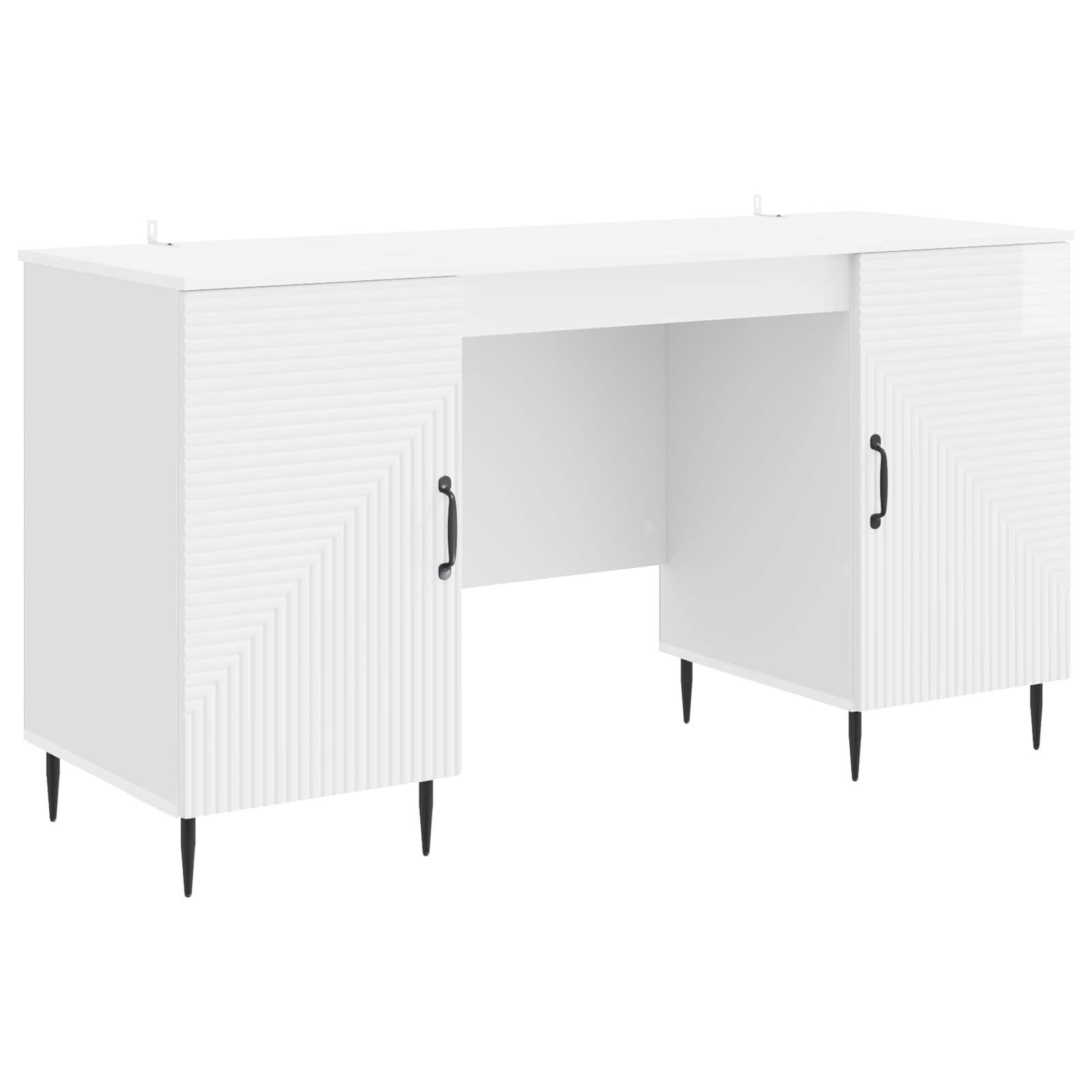 vidaXL Schreibtisch Schreibtisch Hochglanz Weiß 142,5 x 50 x 75 cm Holzwerkstoff (1-St)
