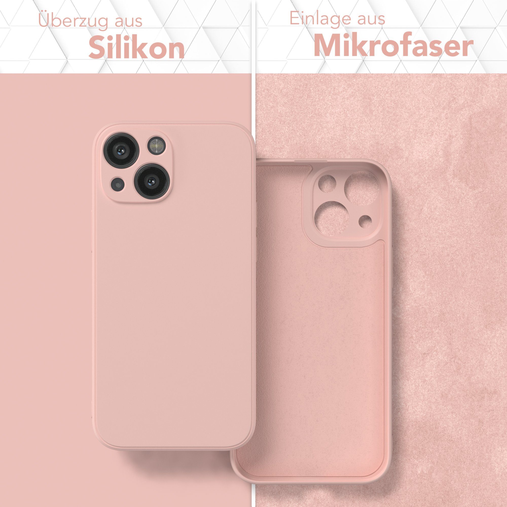 EAZY CASE Handyhülle für Apple iPhone 13 Mini Hülle Silikon 5,4 Zoll, Hülle mit Kameraschutz Bumper Case silikonschutzhülle Rosa / Altrosa
