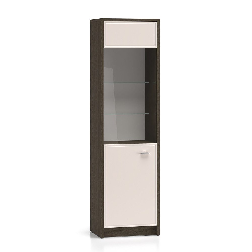 Lomadox Vitrine ALESSANDRIA-131 in Beige mit Eiche, 55 cm breit, modern