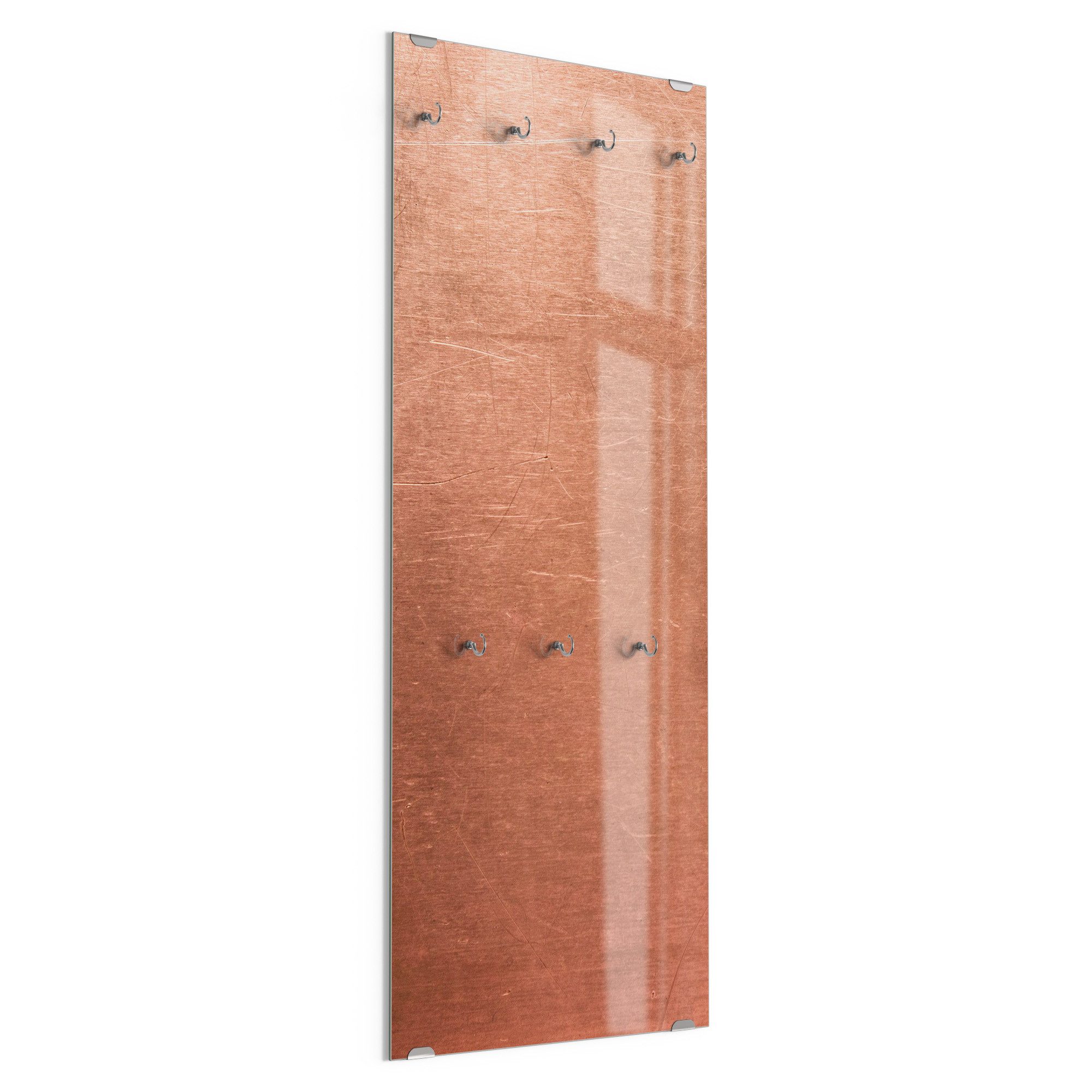 DEQORI Kleiderhaken 'Kupferplatte mit Kratzern', Glas Garderobe hängend Flur Jackenhalter modern Wandgarderobe Haken