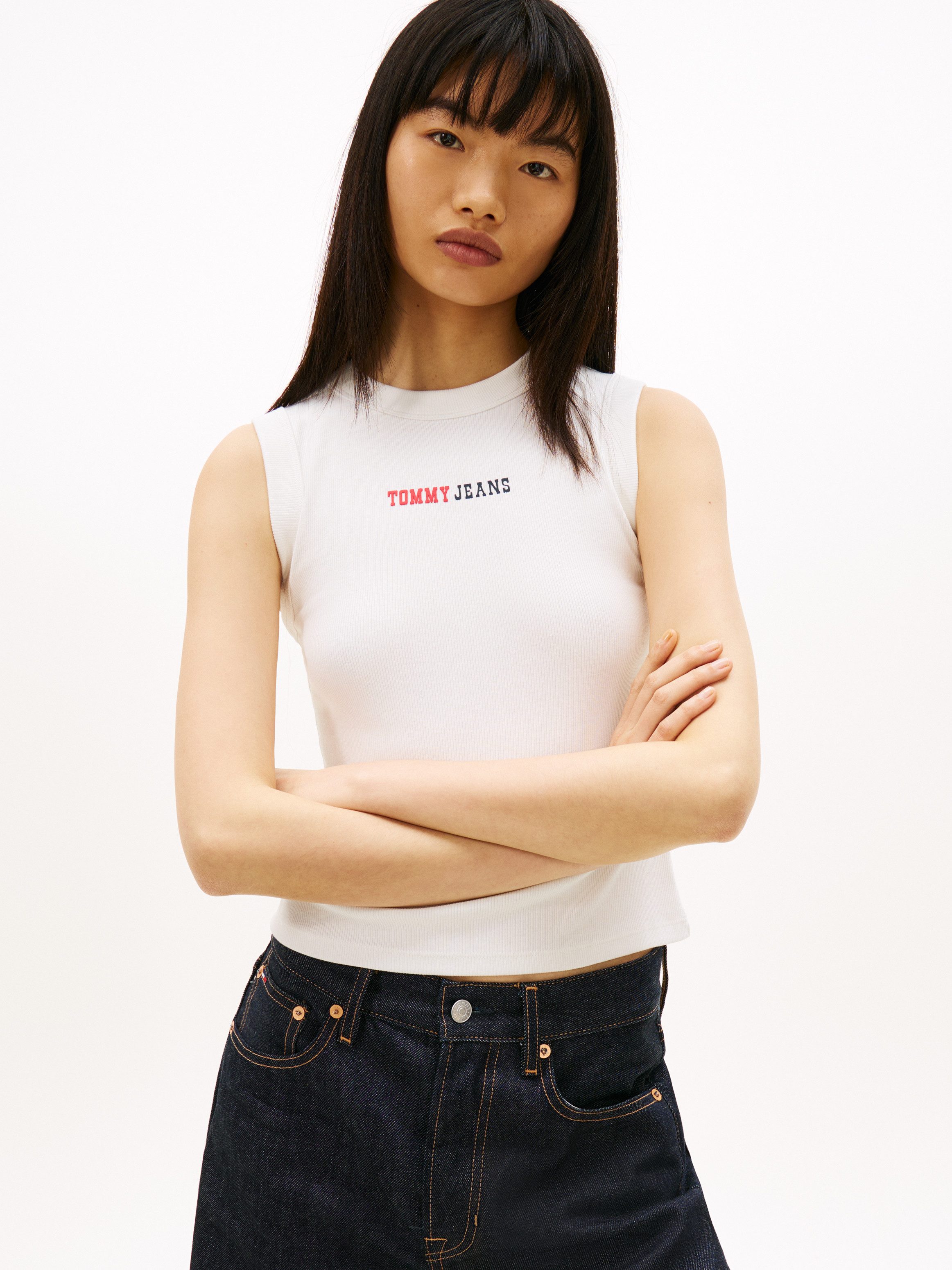 Tommy Jeans T-Shirt TJW SLIM ESS LOGO 2 RIB TANK mit gerippter Struktur