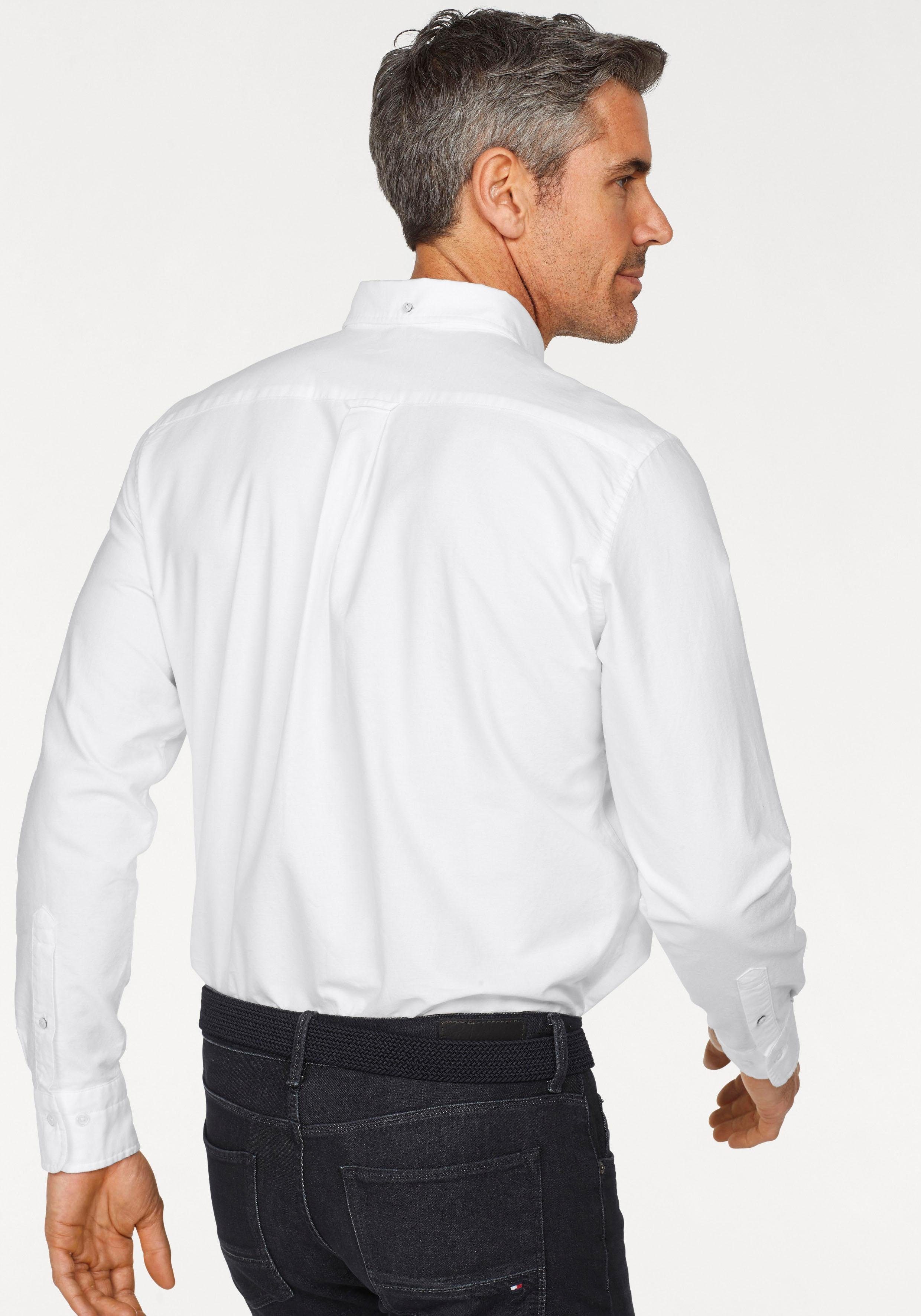 der Gant mit auf Logostickerei Langarmhemd white Oxford Brusttasche