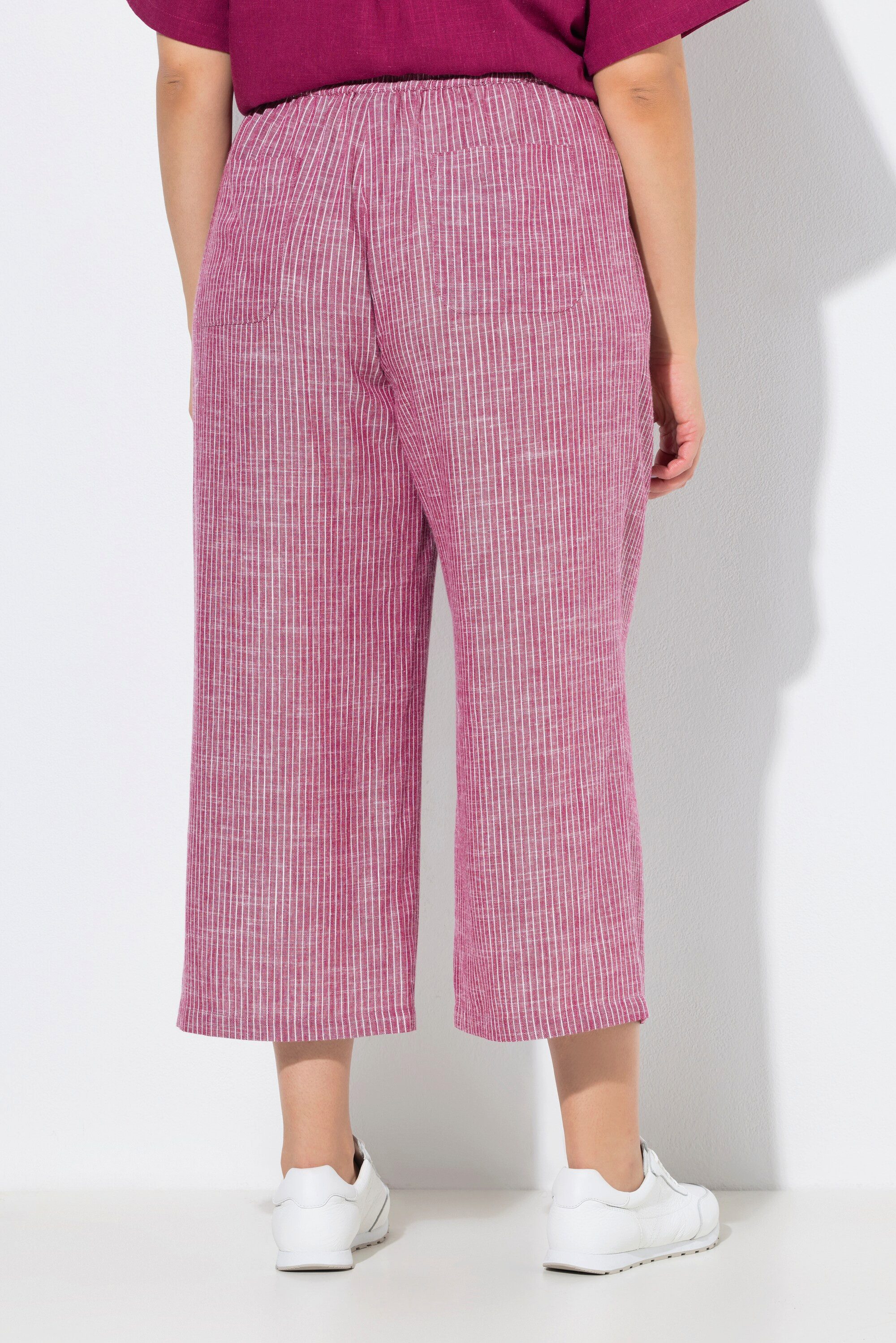 Ulla Popken Culotte Culotte Rose Streifen Leinenmix weites Bein