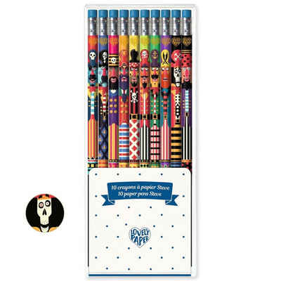 DJECO Bleistift 10 Bleistifte Steve mit Piratenmotiv und Radiergummi