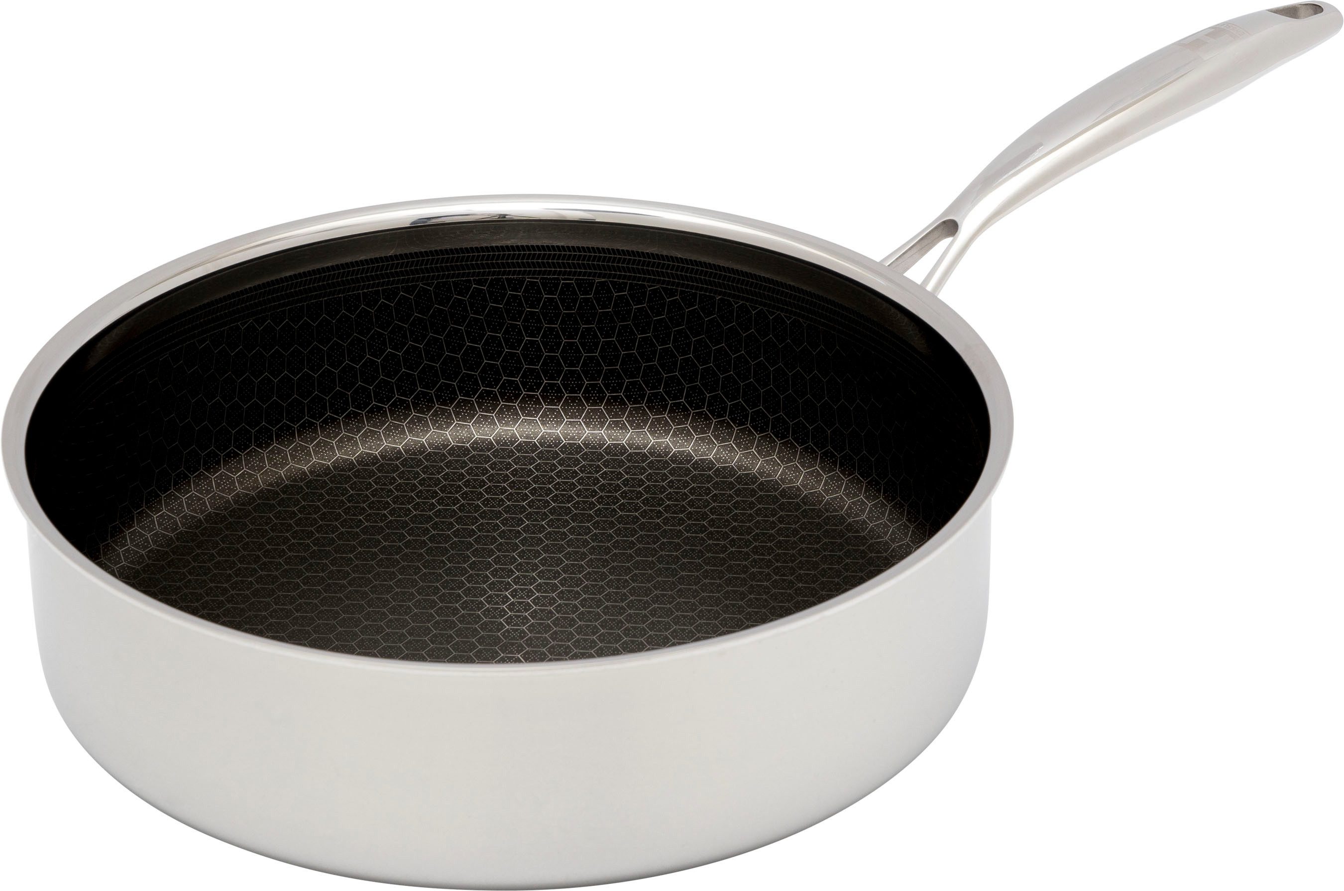 HENSSLERS Schmorpfanne, Edelstahl, 3-Schicht Material, Wabenstruktur und Antihaftbeschichtung, Induktion