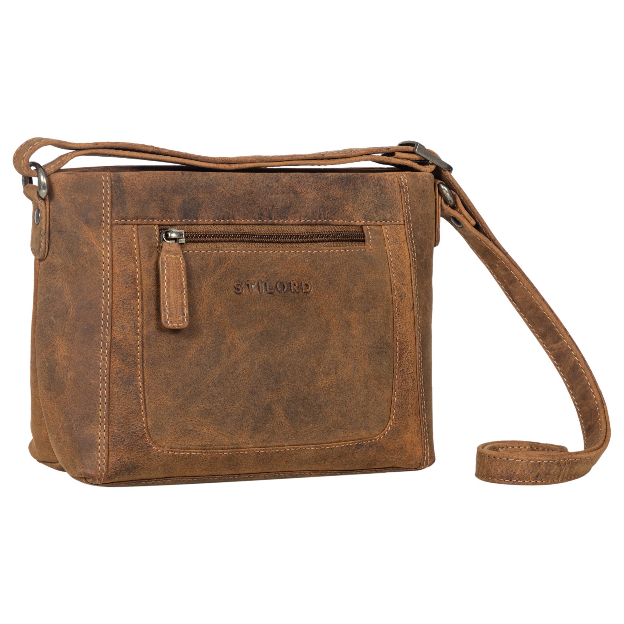 Handtasche "Julina" Damen Handtasche zum Umhängen Echtleder mittelgroß