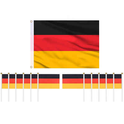 HIBNOPN Flagge Deutschland Flagge Gesetzt, 12 Stück Klein Flagge und 90x150cm Fahne (13-St)