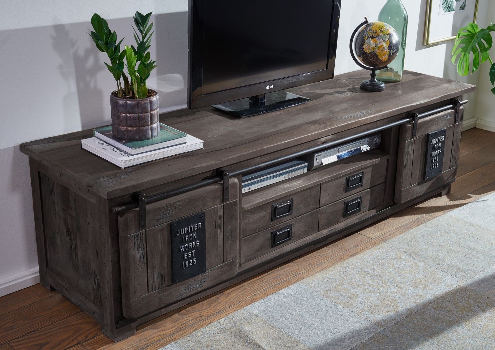 Massivmoebel24 TV-Board (TV-Board Mango 200x55x55 grau günstig online kaufen