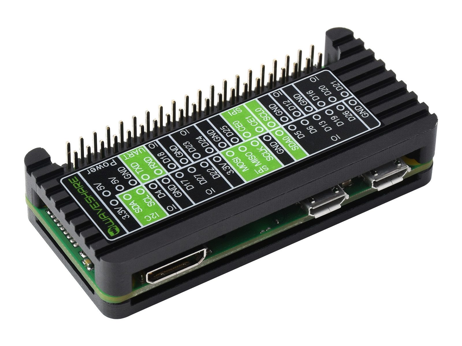 PC-Gehäuse Aluminium Gehäuse für Raspberry PI Zero/Zero 2, mit GPIO-Referenz