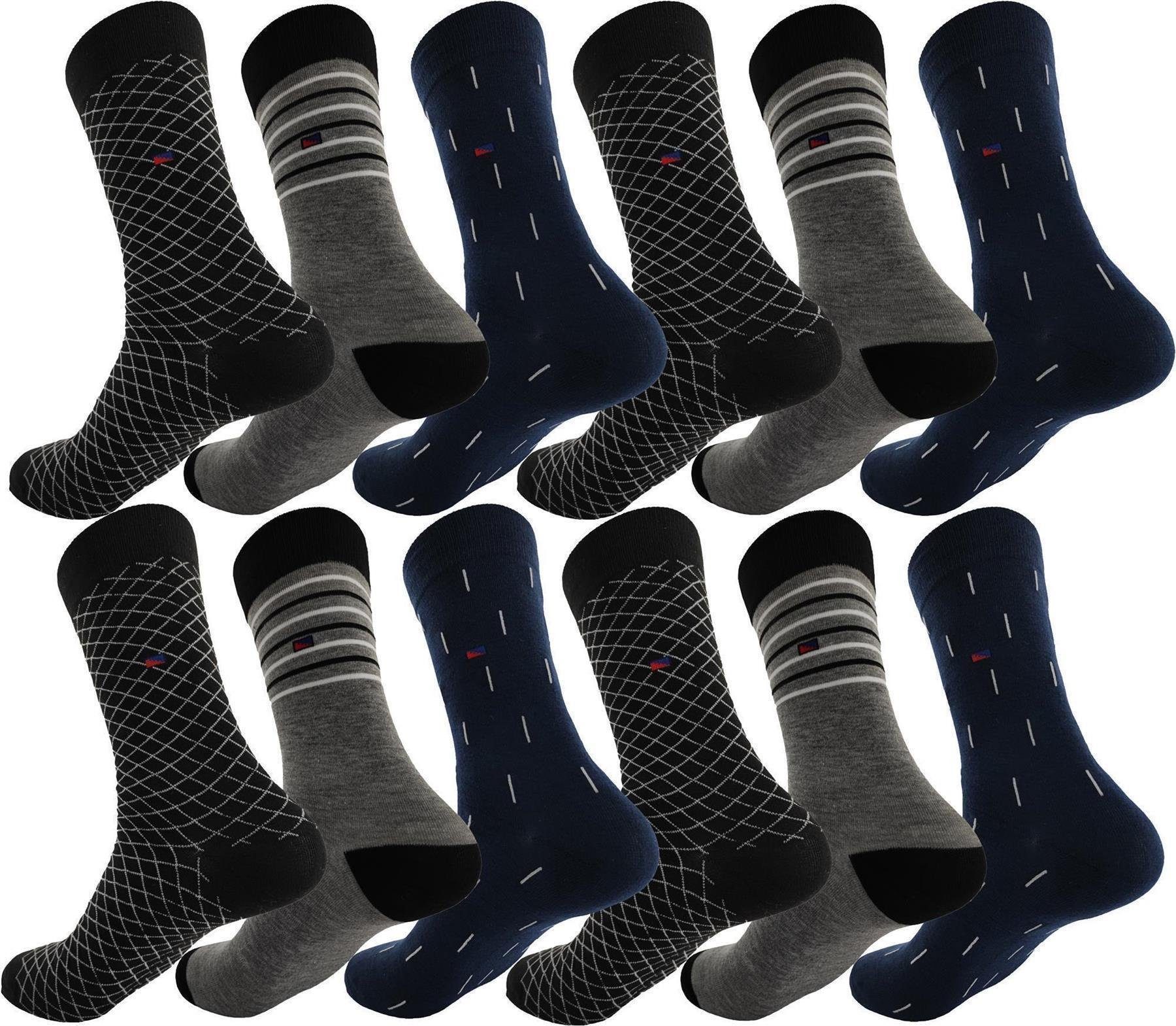 EloModa Basicsocken 12 Paar Herren Socken Muster klassischer Form Freizeit Sport (12-Paar) 12 Paar, Mix20