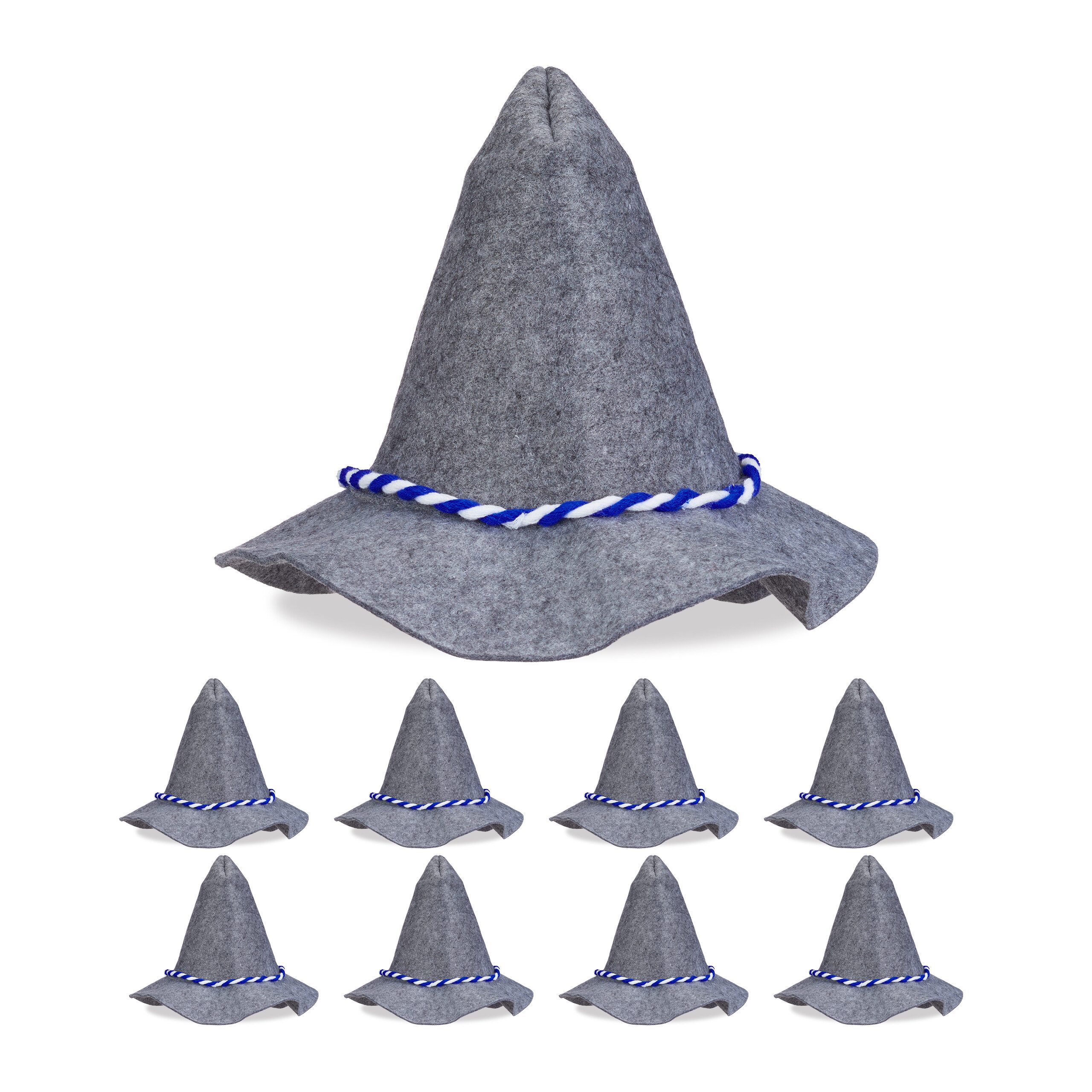 relaxdays Trachtenhut Seppelhut mit blau-weißer Kordel 9er Set (9-St., 9er günstig online kaufen