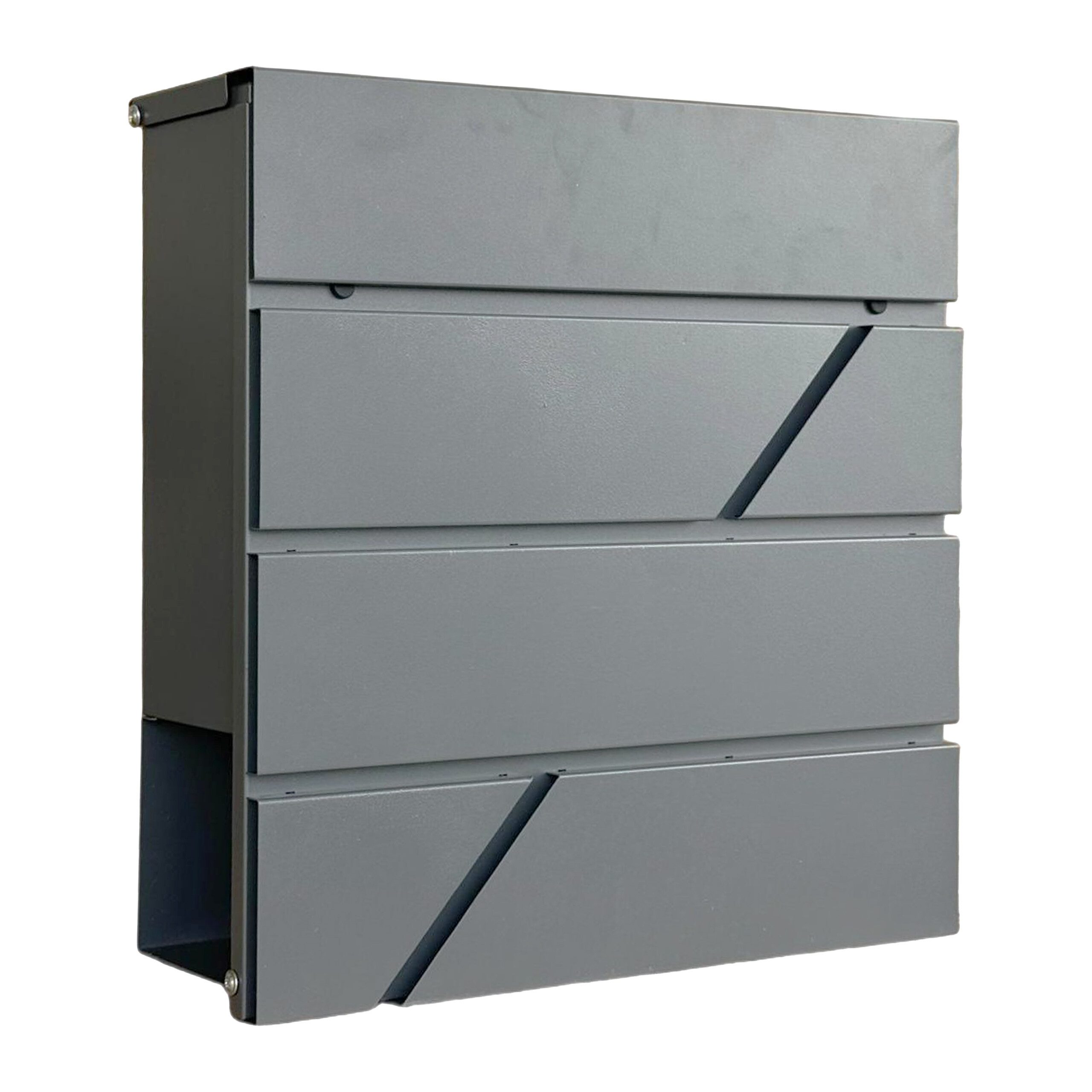 relaxdays Wandbriefkasten Metall Briefkasten mit Zeitungsfach, Anthrazit