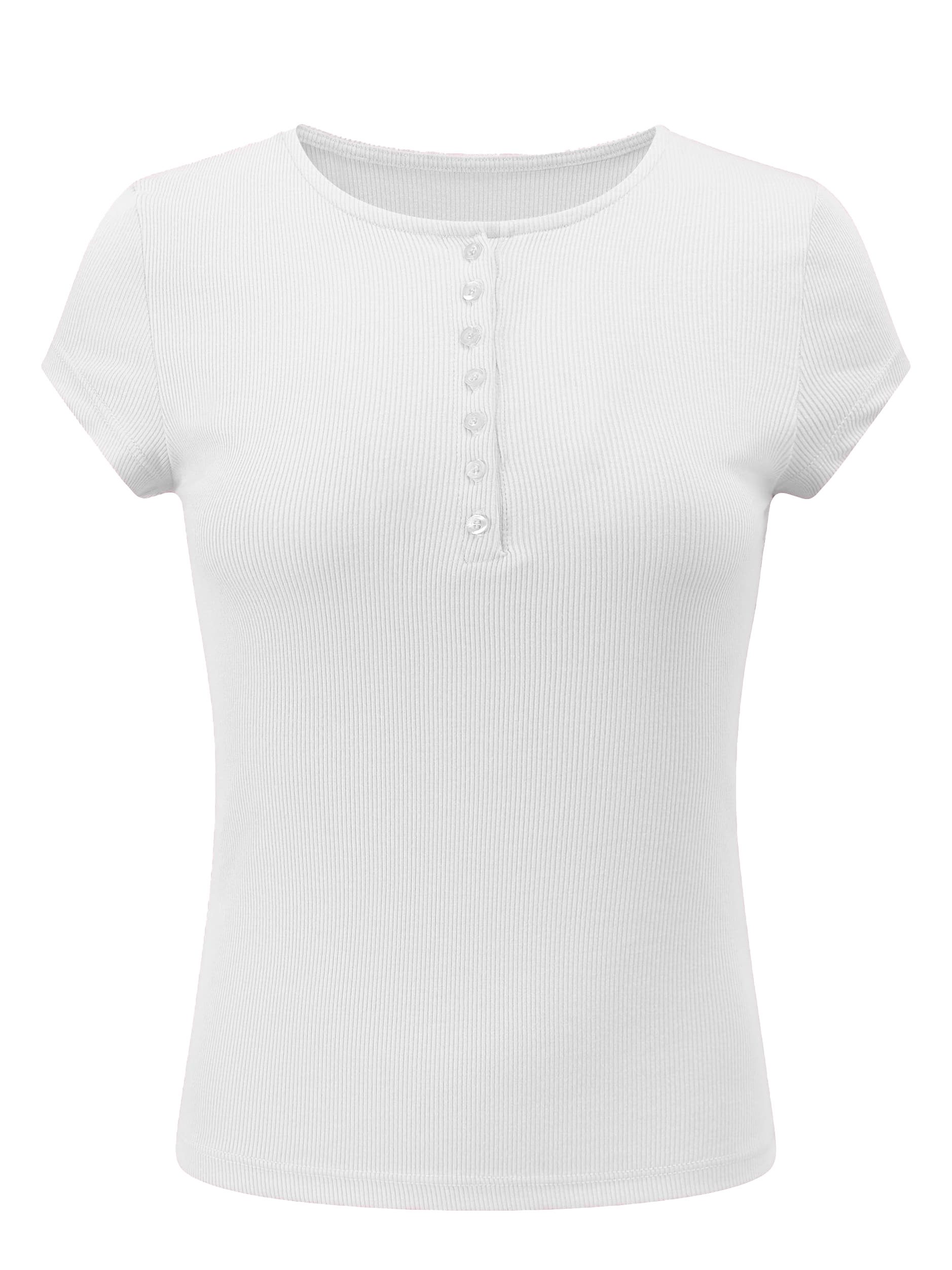 SASSYCLASSY T-Shirt Geripptes T-Shirt Damen mit Knopfleiste Elegant Figurbe günstig online kaufen