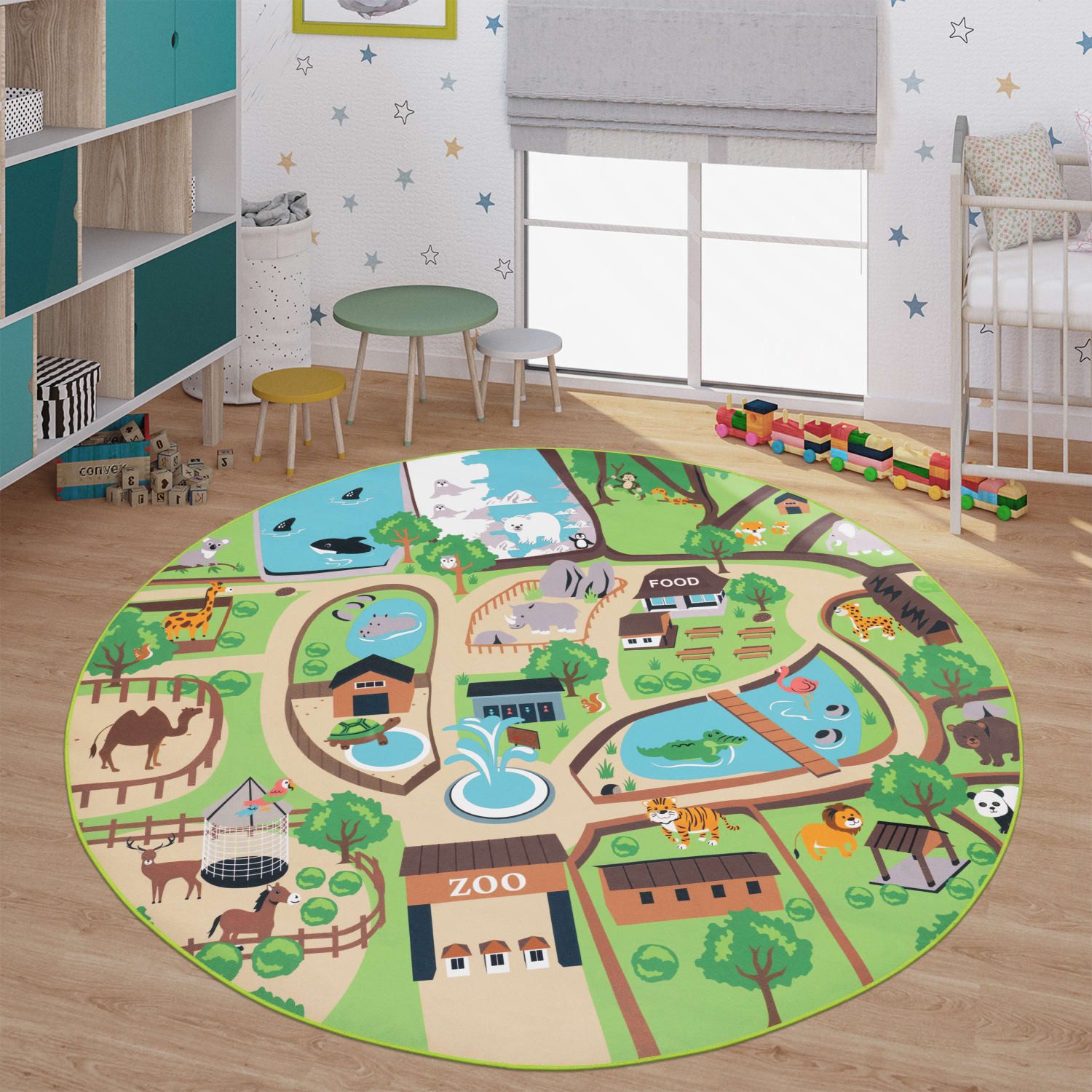 TT Home Teppich Kinderzimmer, Rund, Höhe: 4 mm, Kinderzimmerteppich Teppich Junge Mädchen Kinderteppich Baby Rutschfes