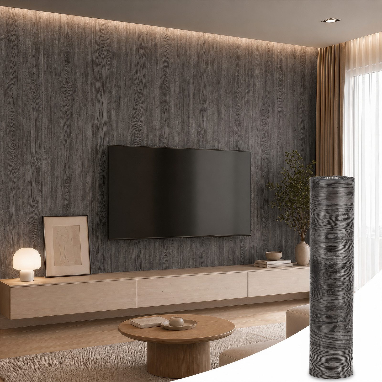 BlingBin Möbelfolie Selbstklebende Möbelfolie in Holzoptik 40×300 cm, (1er Set, 1St.}, 1 x Klebefolie Rolle), Wasserdicht Dekorfolie, zuschneidbare Möbelfolie für DIY-Renovierung