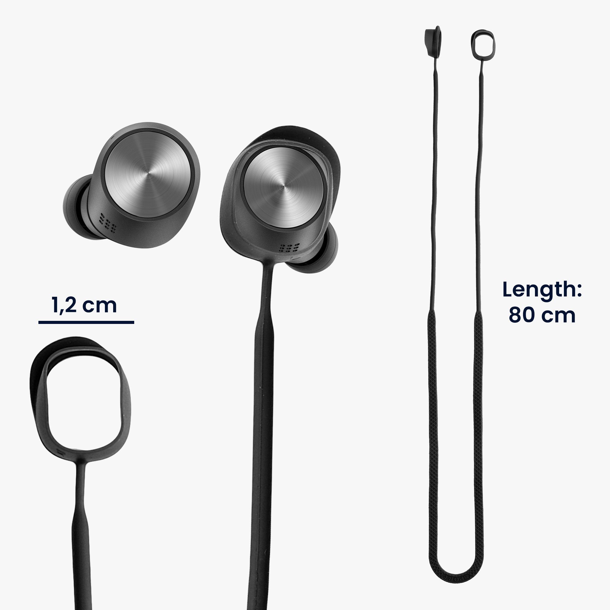 kwmobile 2x Halteband für Sennheiser MOMENTUM True Wireless 3 Headphones  Headset-Halterung, (Kopfhörer Halter Band Strap in Schwarz Dunkelblau)