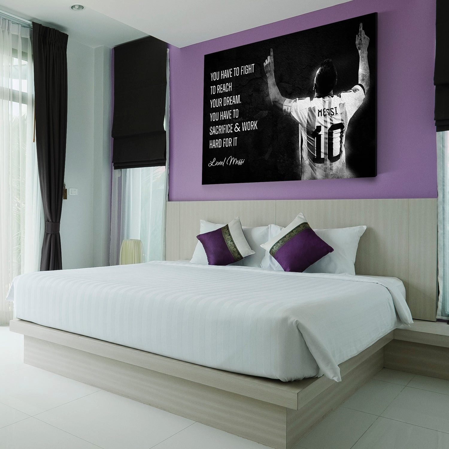 Artedinoi Leinwandbild Motivation Fussball Star Zitat Sport Leinwandbild Wandbild XL, Fußballstar am Ball