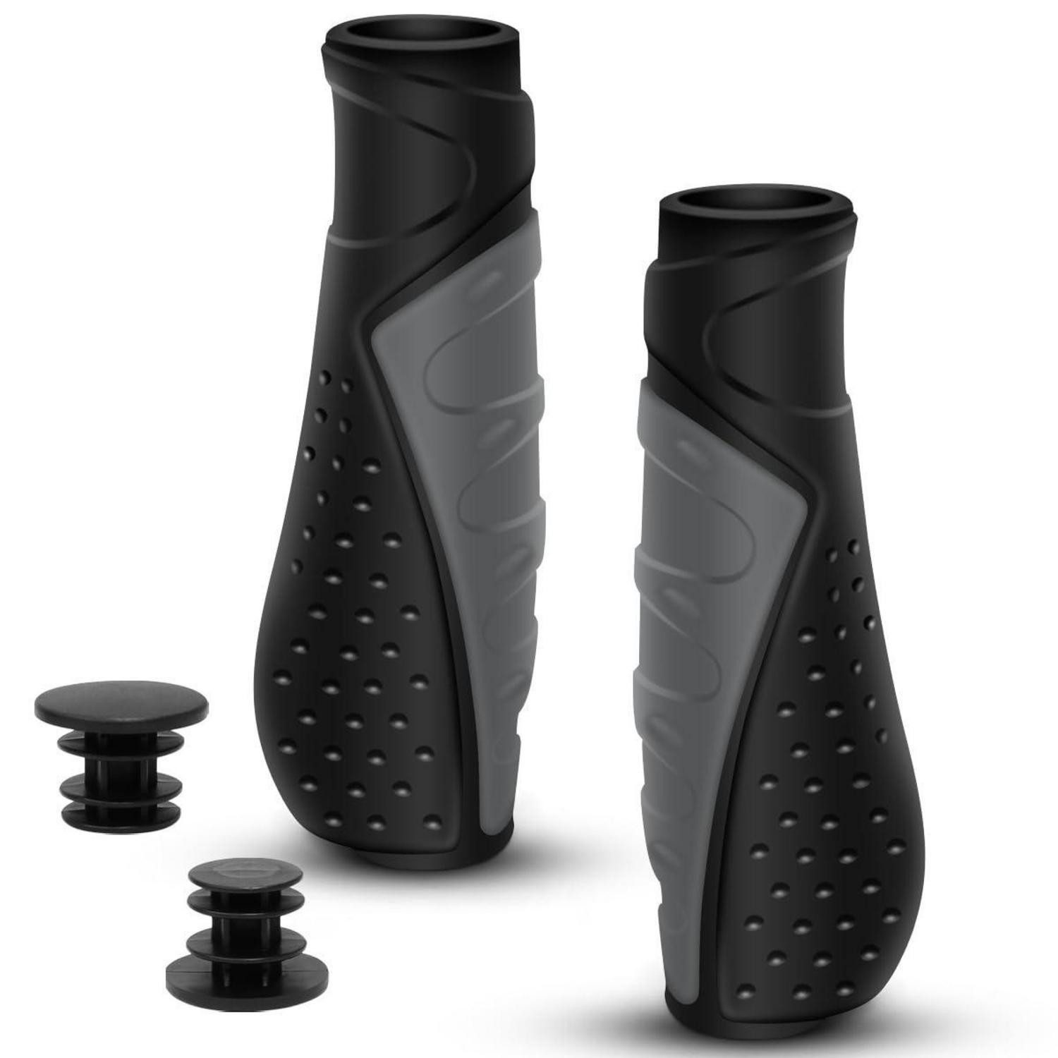 LuxusKollektion Fahrradlenker Fahrradgriffe Ergonomische Rutschfeste MTB Kurz grau (130mm+130mm)