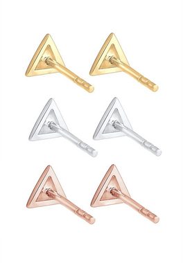 Elli Ohrring-Set 3er Set Dreieck Geo Tricolor Minimal 925 Silber