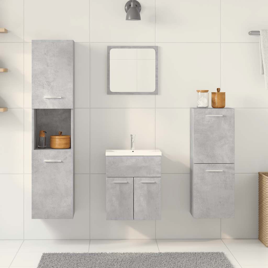 vidaXL Badezimmer-Set 4-tlg. Badmöbel-Set Betongrau Holzwerkstoff, günstig online kaufen