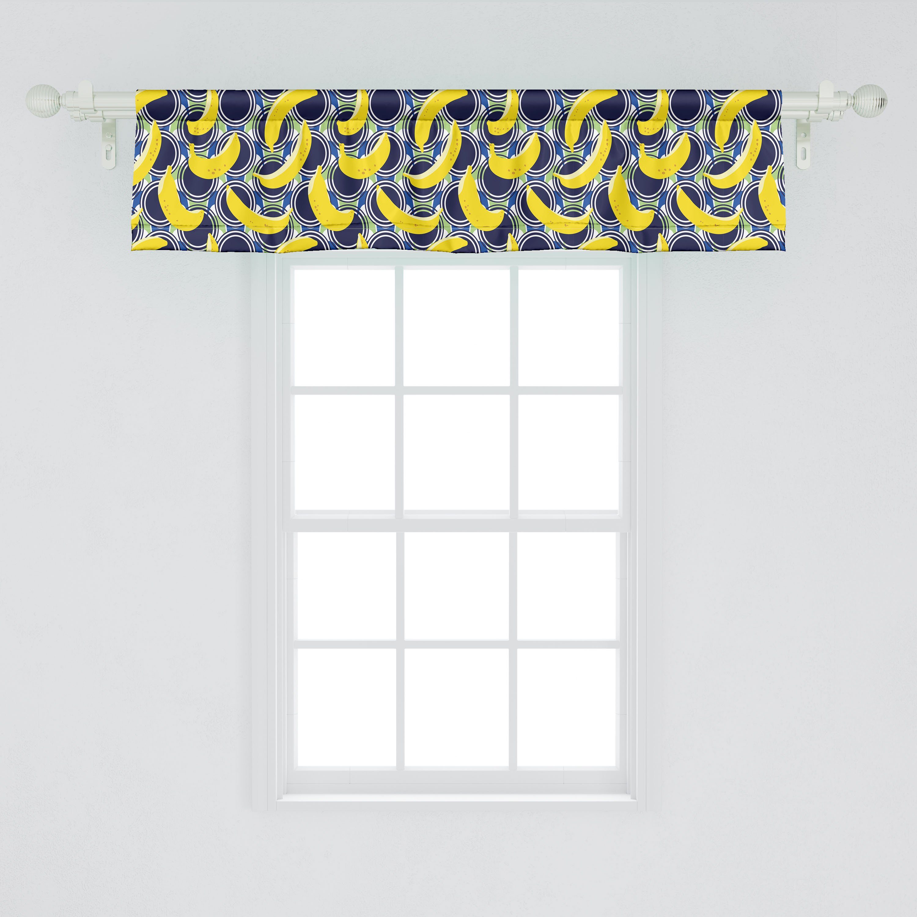 Scheibengardine Vorhang Volant Microfaser, Art mit Vintage Pop Dekor Bunt Banana Küche Stangentasche, für Schlafzimmer Abakuhaus