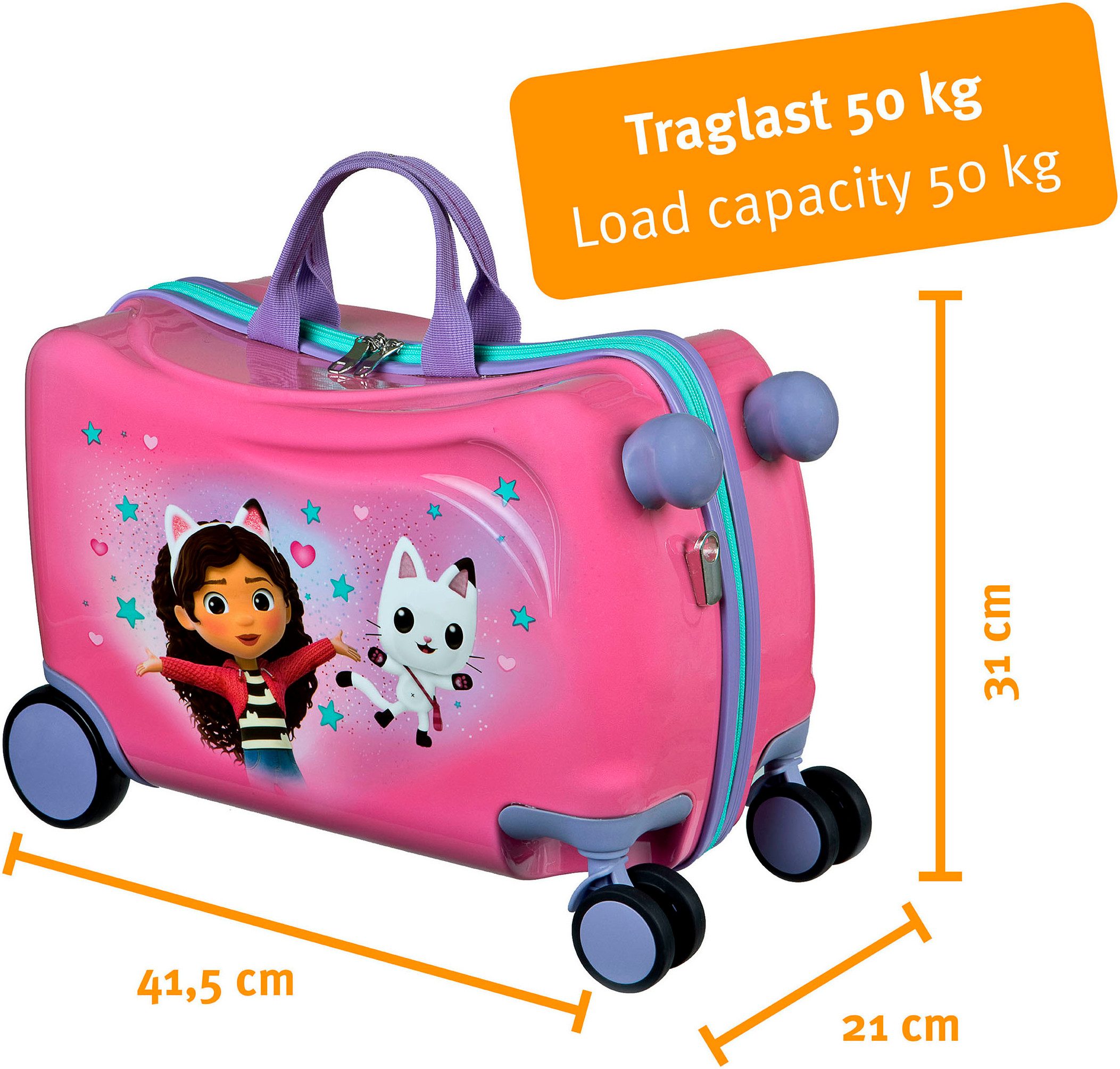 UNDERCOVER Kinderkoffer Ride-on Trolley, Gabby's Dollhouse, 4 Rollen, zum sitzen und ziehen