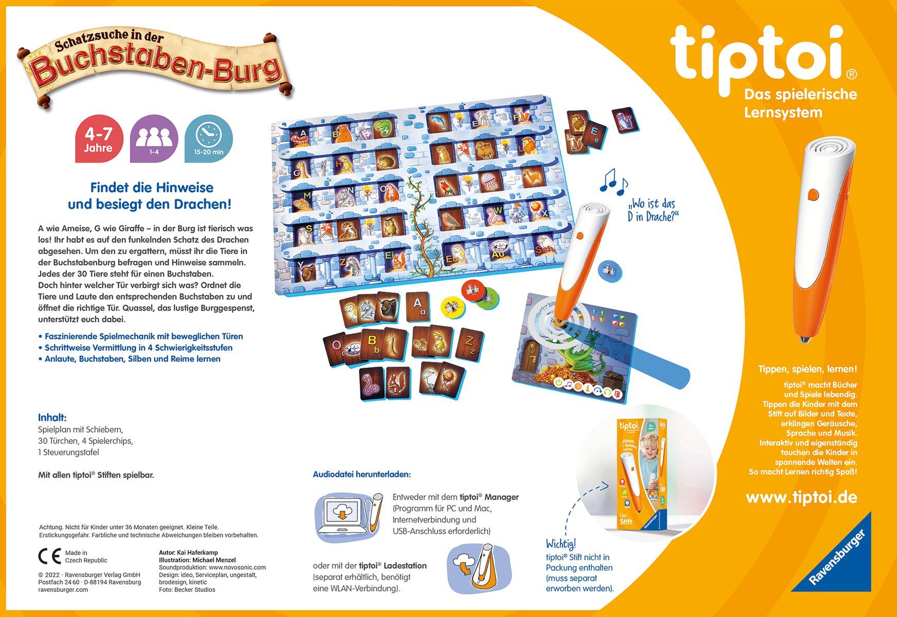 Ravensburger Spiel tiptoi® Schatzsuche in der Buchstaben-Burg, Made in Europe