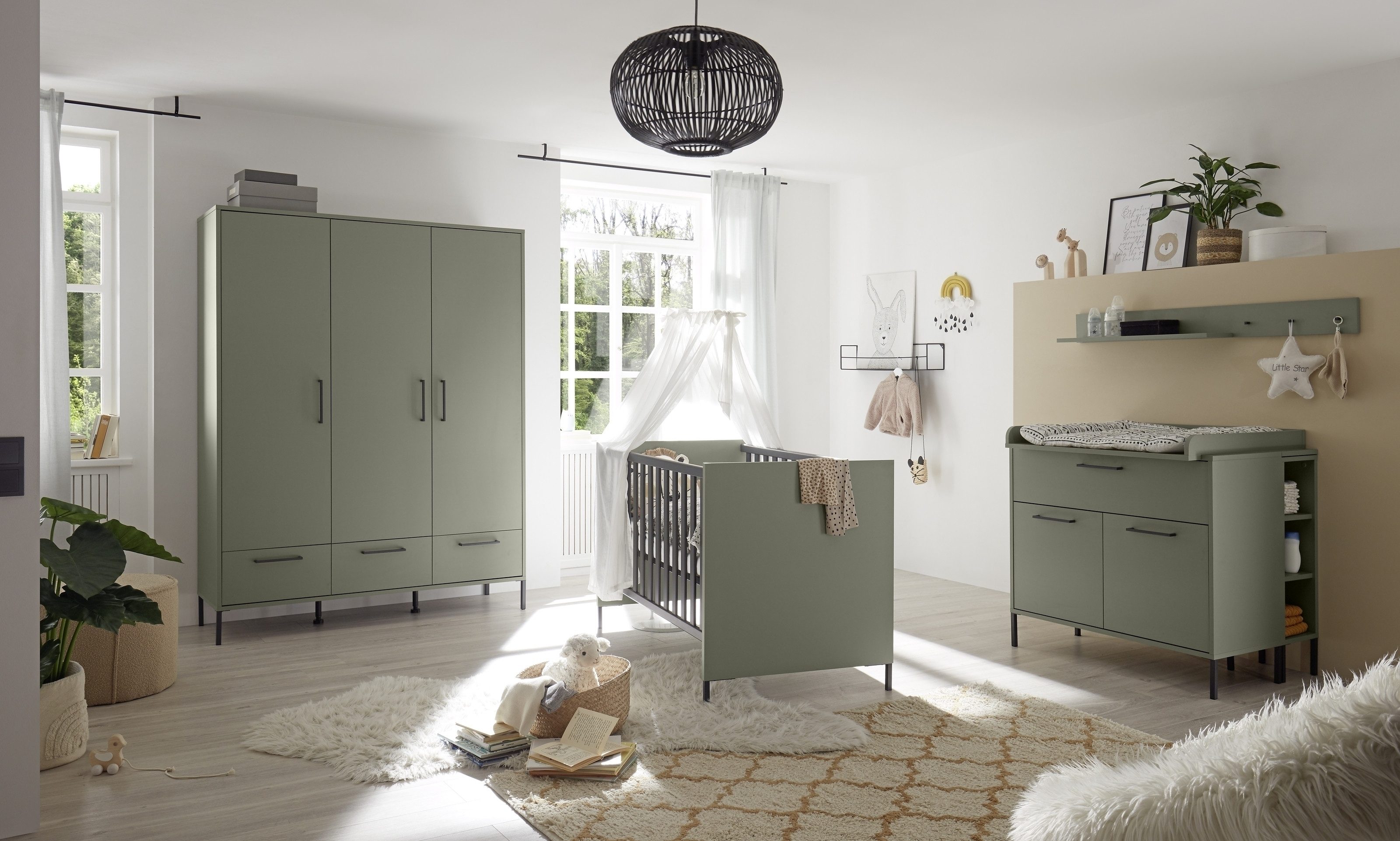 Mäusbacher Babyzimmer-Komplettset (6-teilig) in pine green matt, (6-teilig)