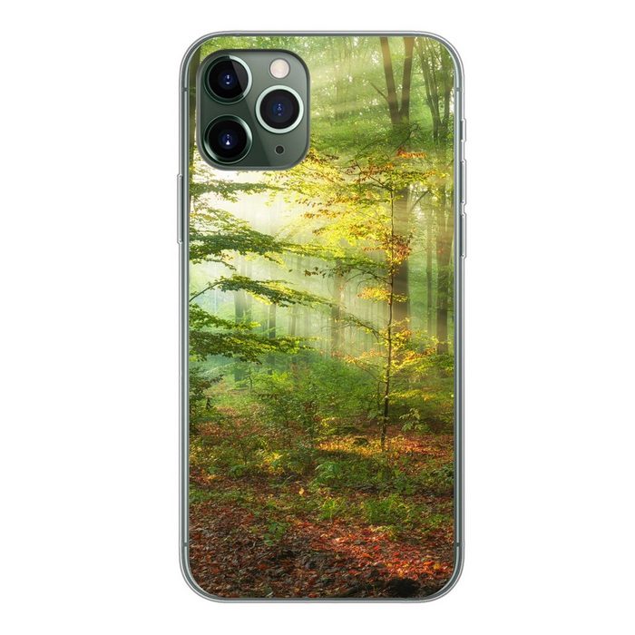MuchoWow Handyhülle Sonne - Wald - Bäume - Natur - Herbst Handyhülle Apple iPhone 11 Pro Smartphone-Bumper Print Handy