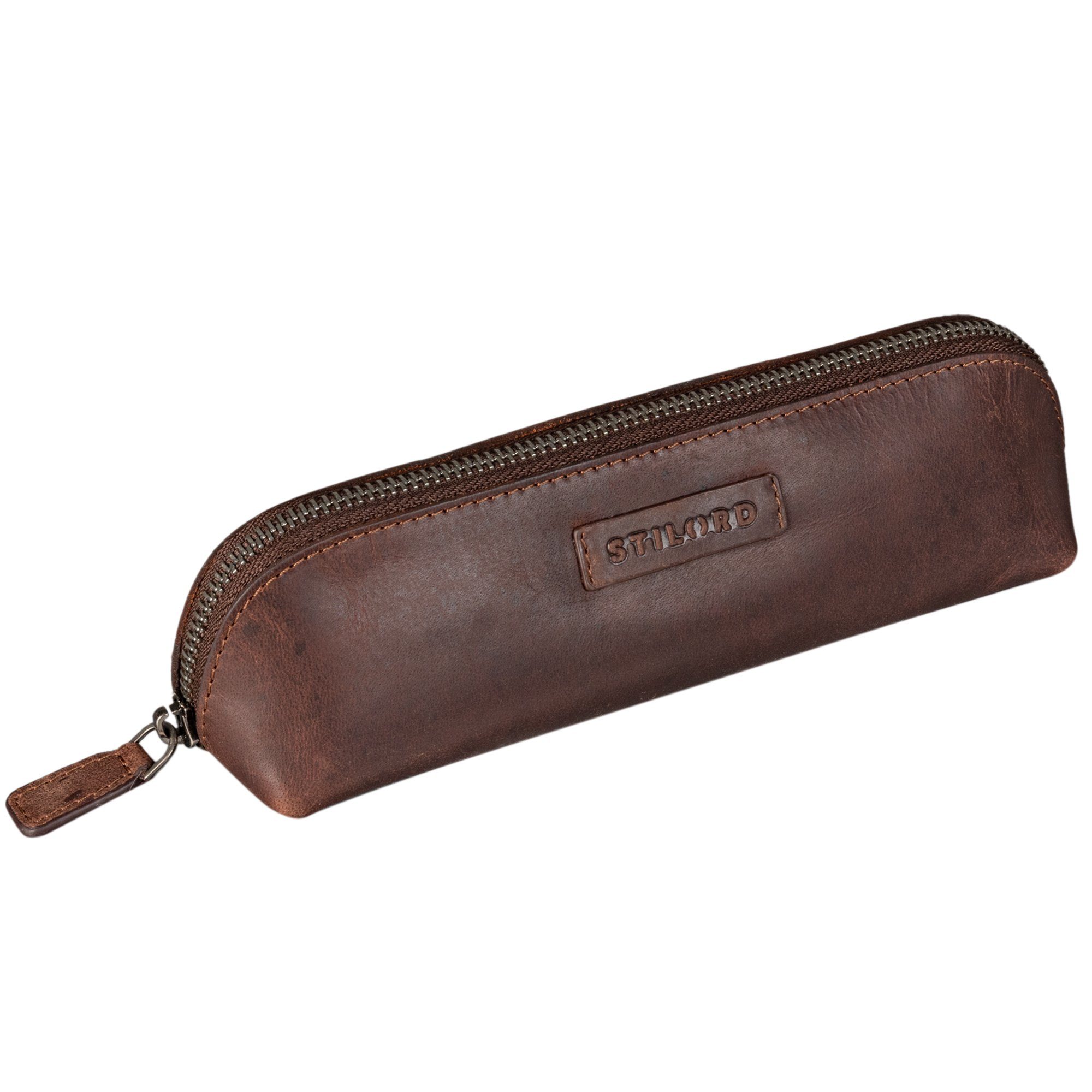 STILORD Etui "Alfons" Kleines Federmäppchen Erwachsene Leder