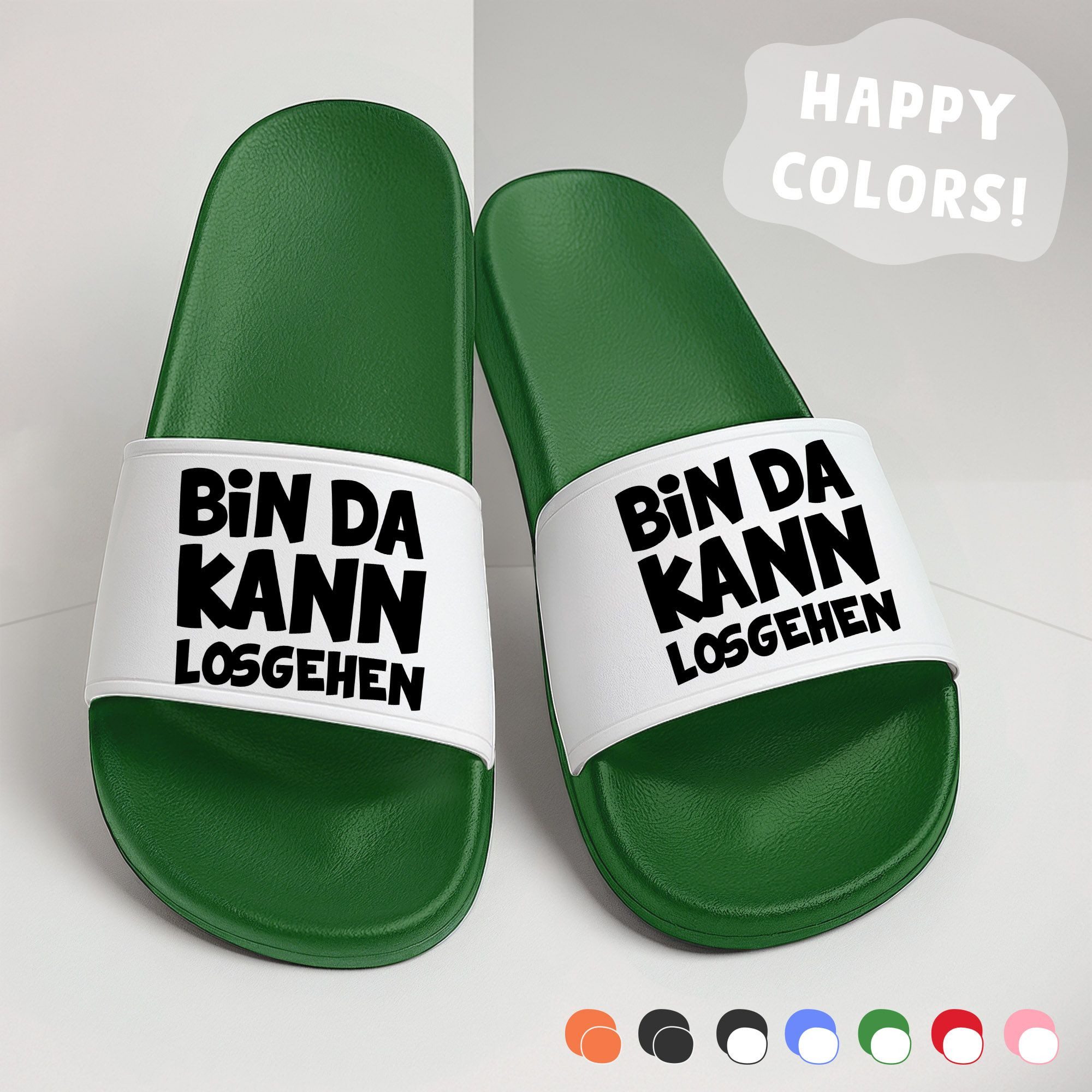 MoonWorks Badeschlappen mit Spruch Kann losgehen Witzige Latschen für Urlaub, Badesandale