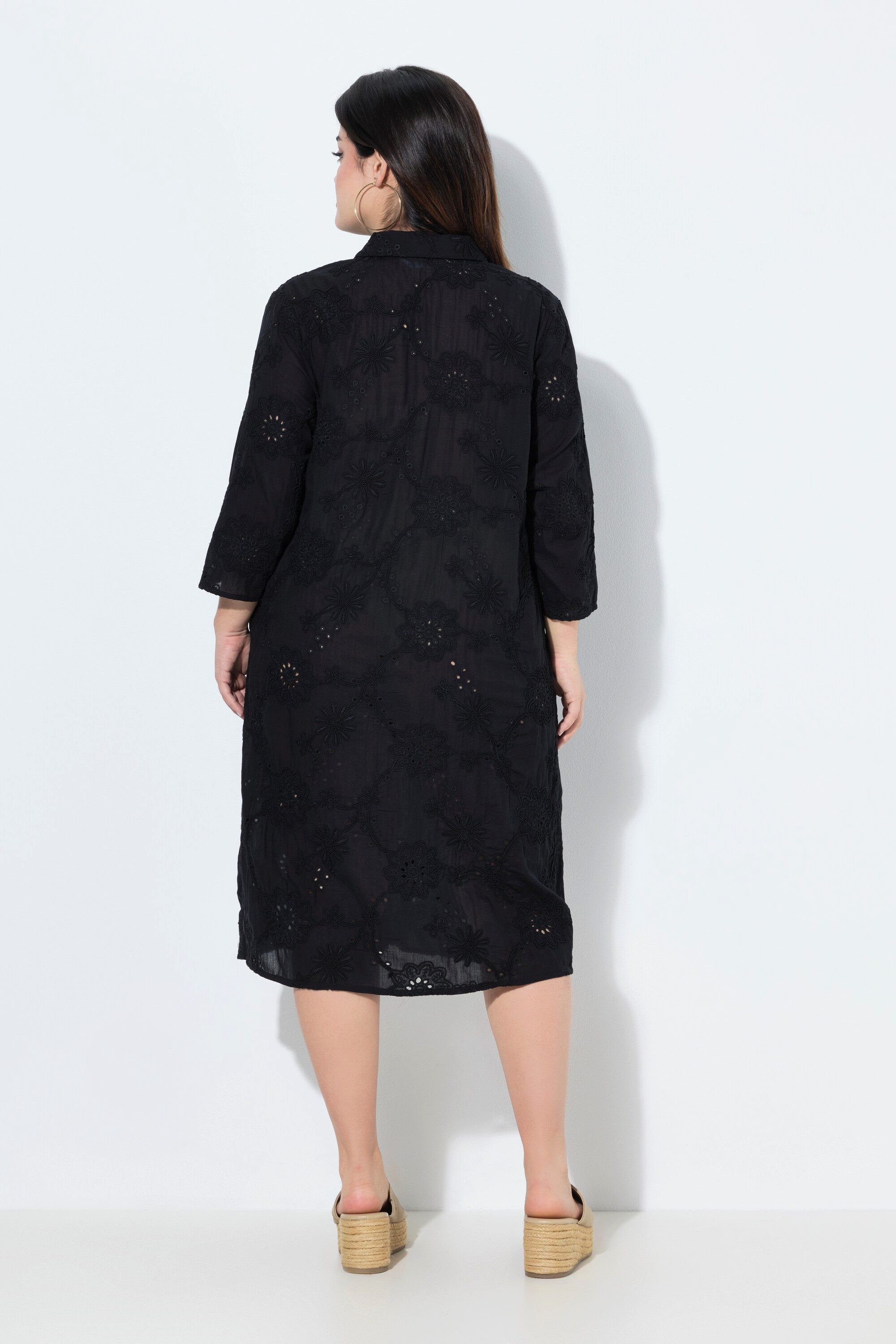 Angel of Style Jerseykleid Hemdblusenkleid A-Linie Lochstickerei