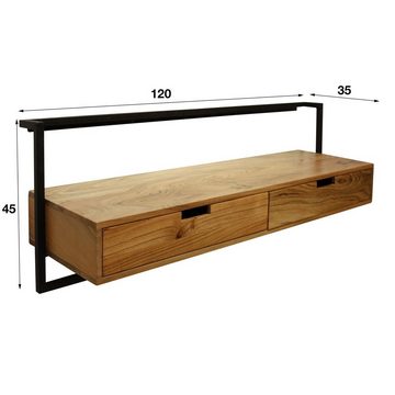 RINGO-Living Sideboard Massivholz Sideboard Kaia in Natur-hell und Schwarz-matt 1200mm, Möbel